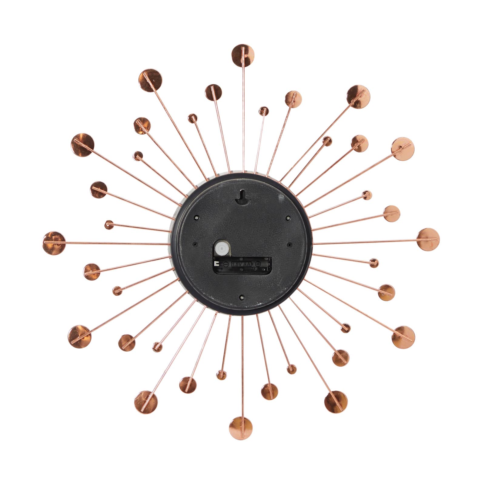Copper Metal Glam Wall Clock, 15"
