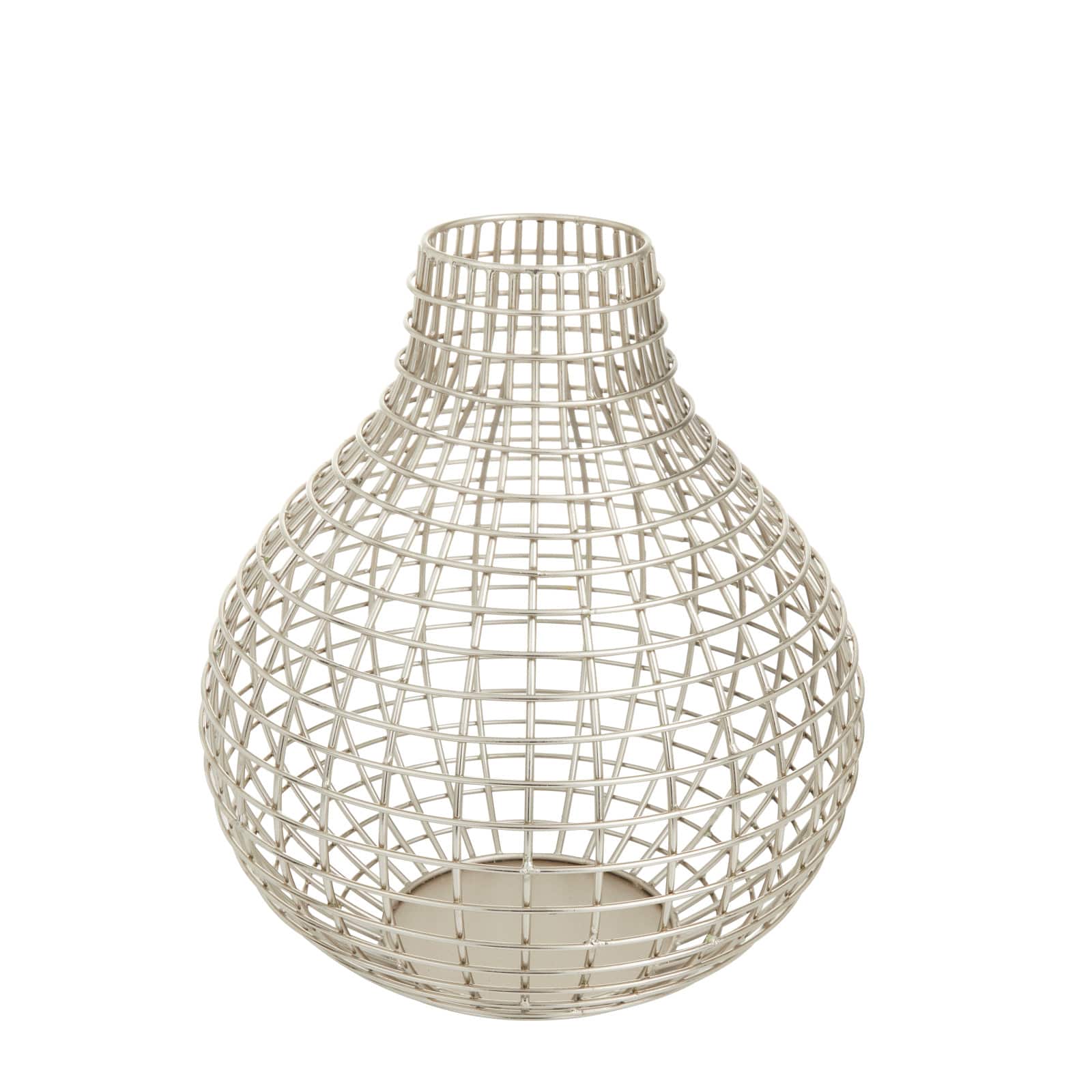CosmoLiving by Cosmopolitan Silver Iron Modern Vase, 13" x 13" x 14"