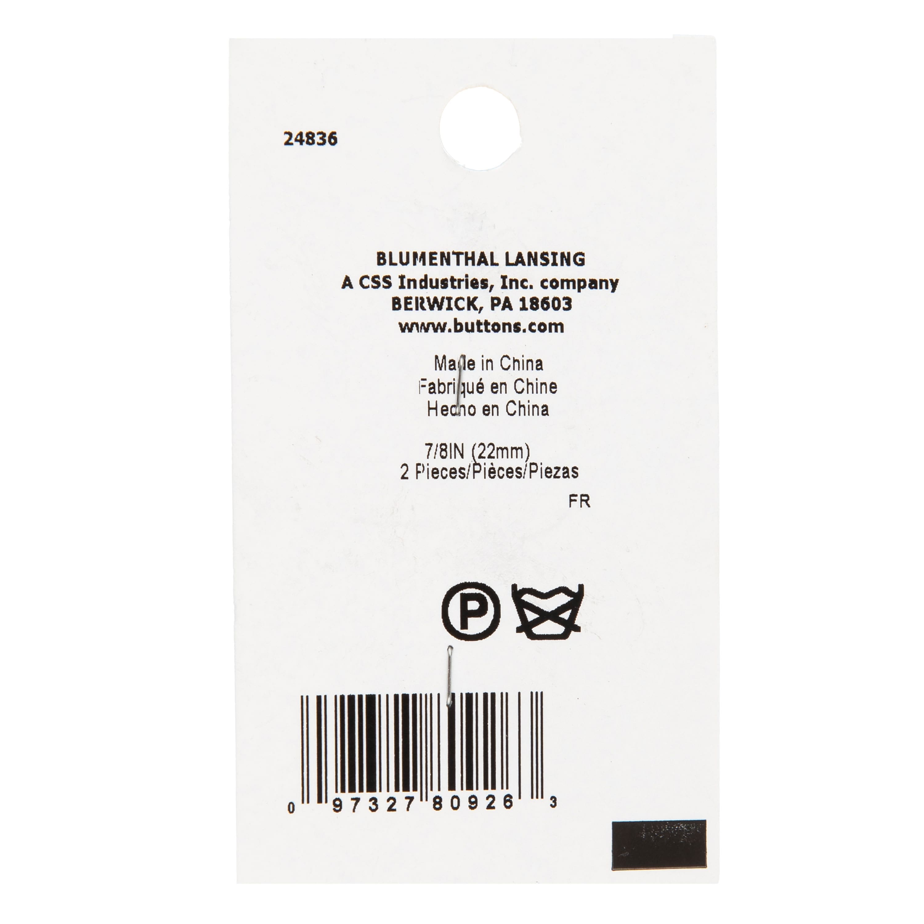 LaMode 7/8" Brushed Silver Shank Buttons, 2ct.