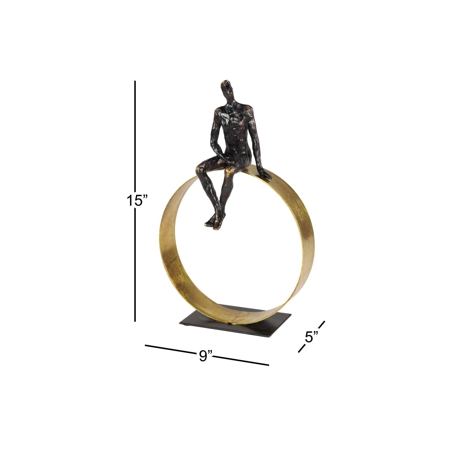 Black Resin Modern Sculpture, Man 15" x 9" x 5"