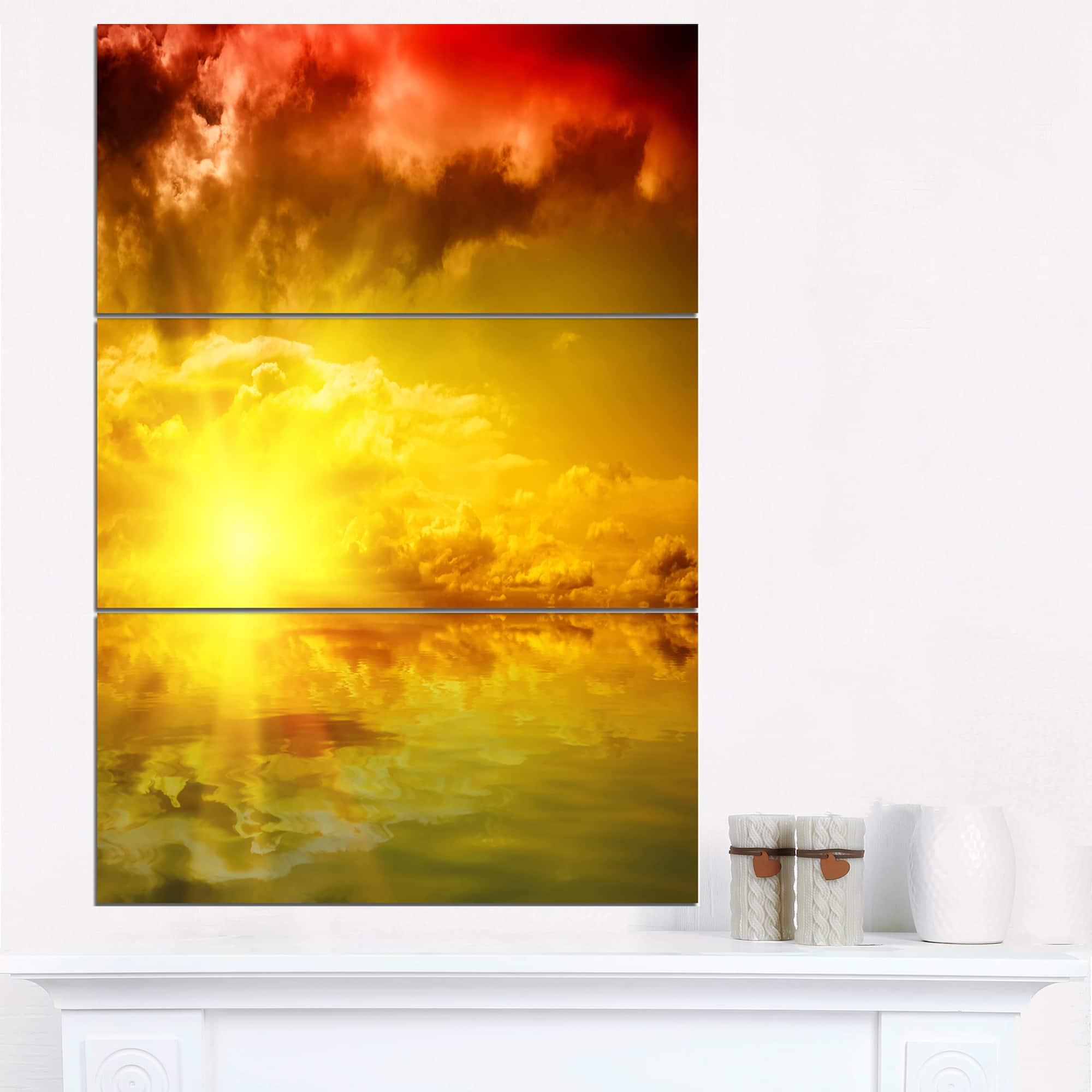 Designart - Red Dramatic Sky with Yellow Sun