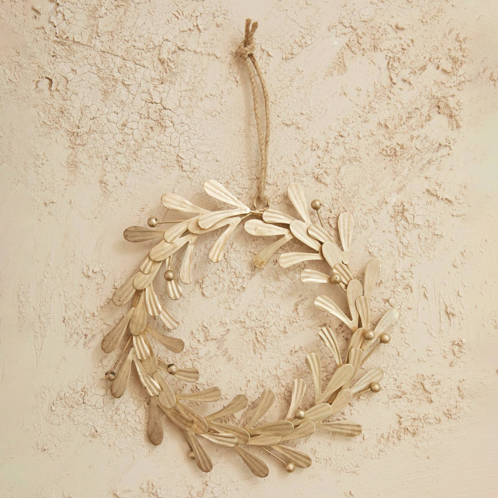 Hello Honey® 11" Distressed Pewter Metal Leaves & Berries Wreath