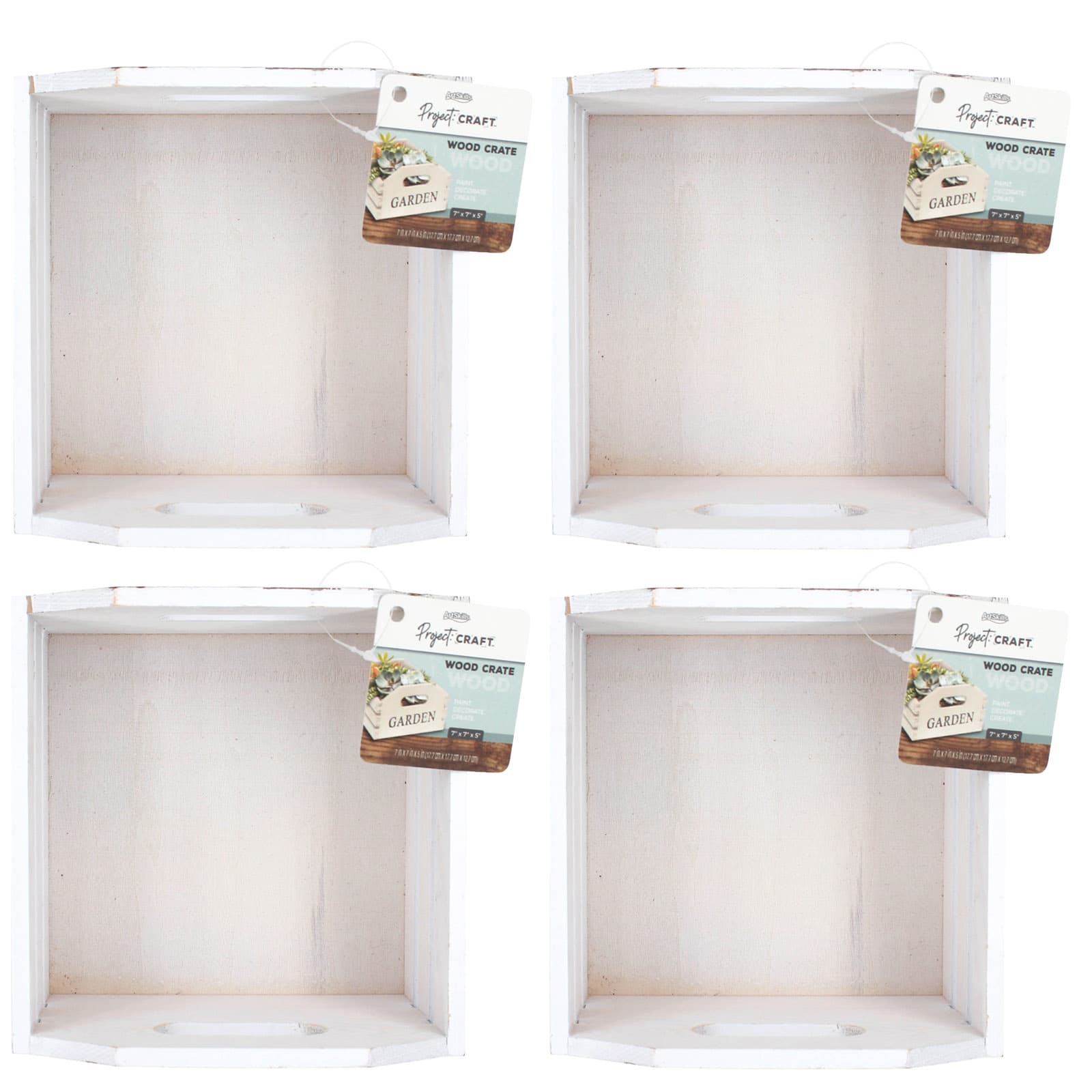 ArtSkills® 7" Medium Rustic Whitewash Crate, 4ct.