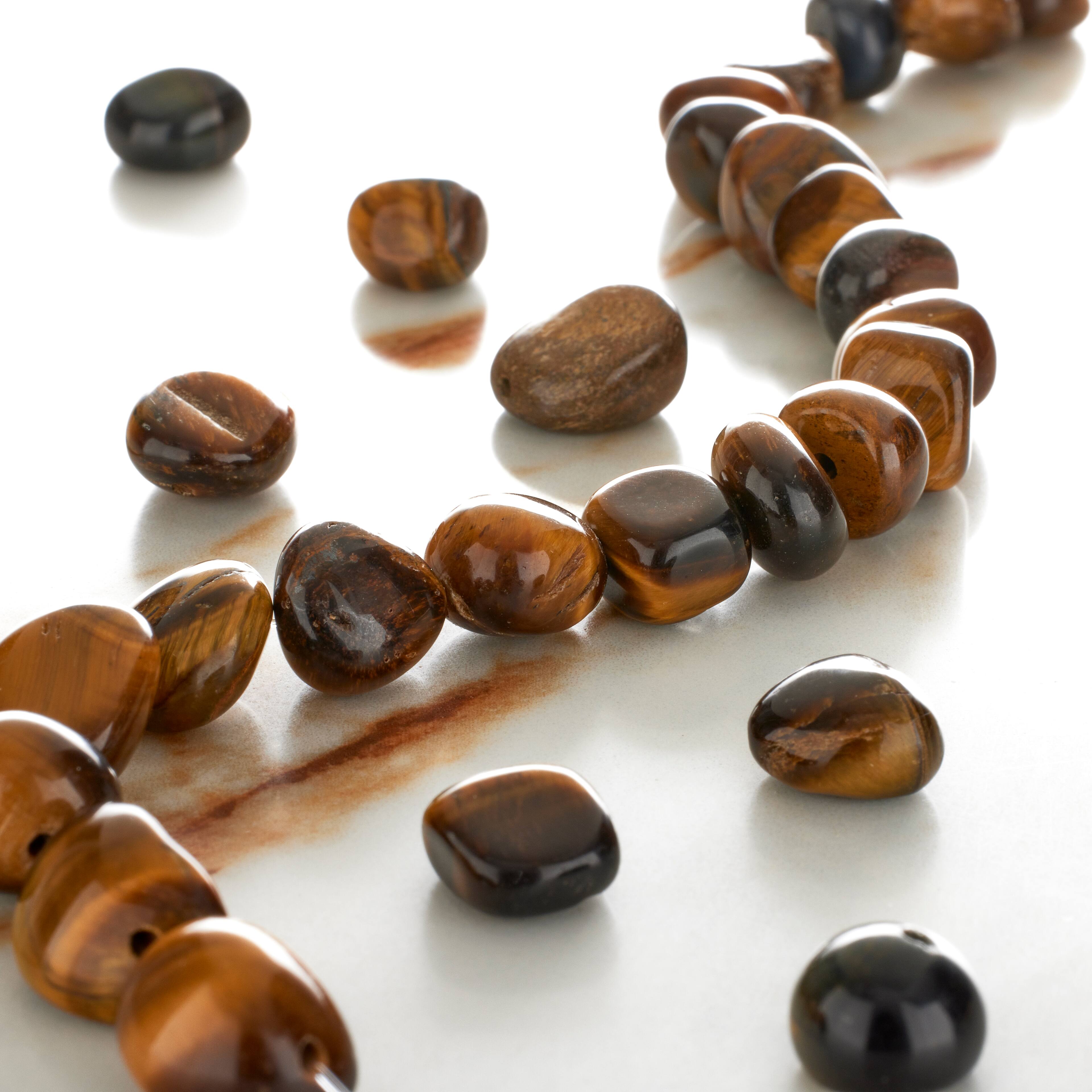 12 Pack: Yellow Tiger's Eye Potato Beads by Bead Landing™