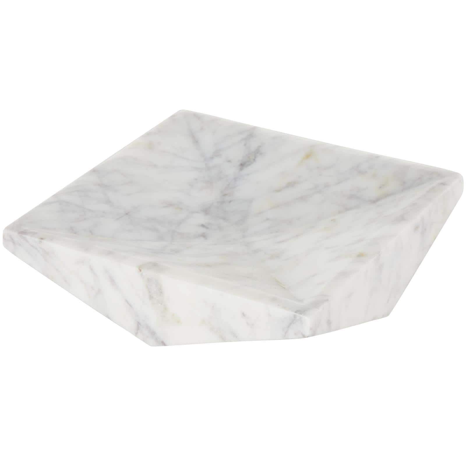 White Marble Geometric Square Tray