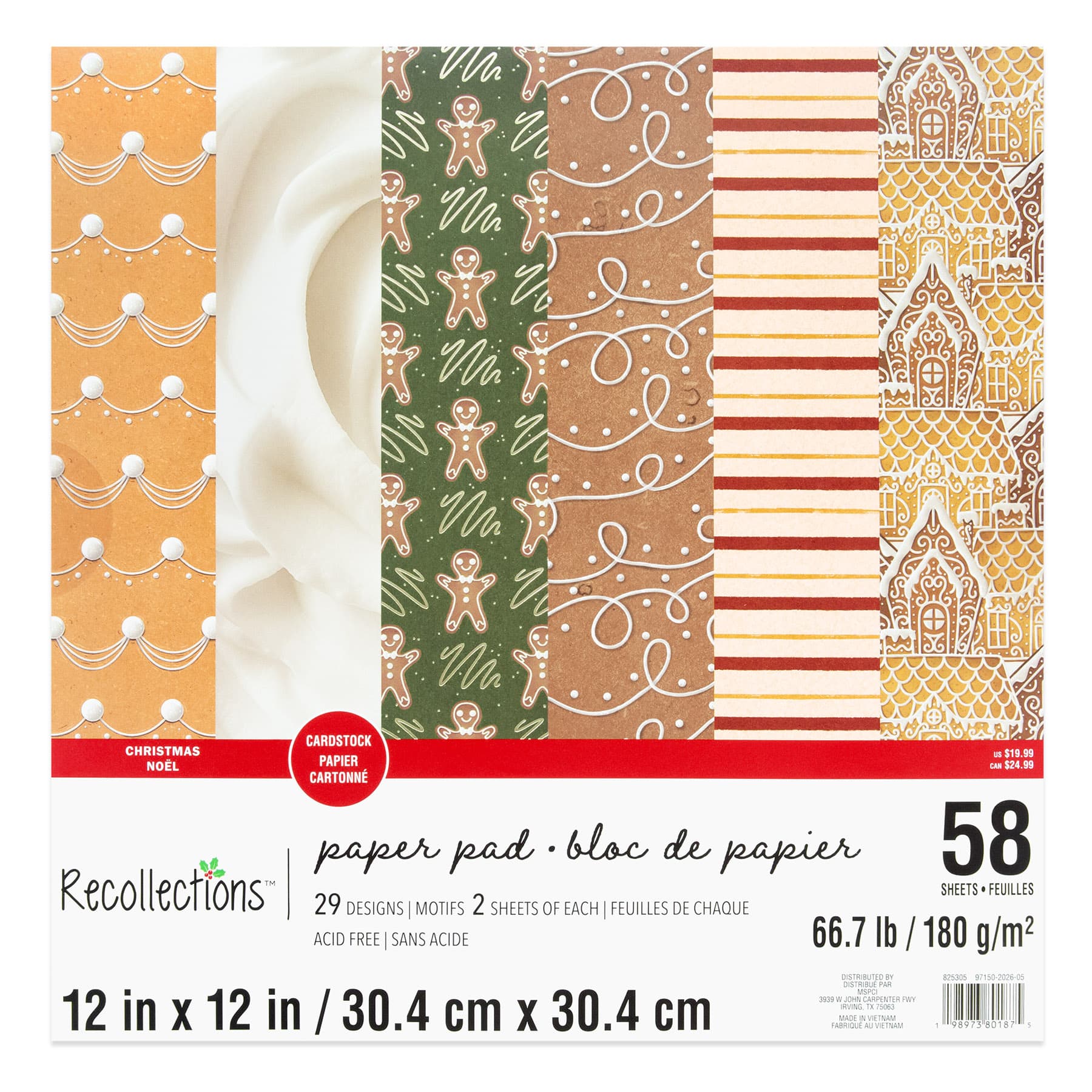 12" x 12" Gingerbread Cardstock Paper Pad by Recollections™, 58 Sheets
