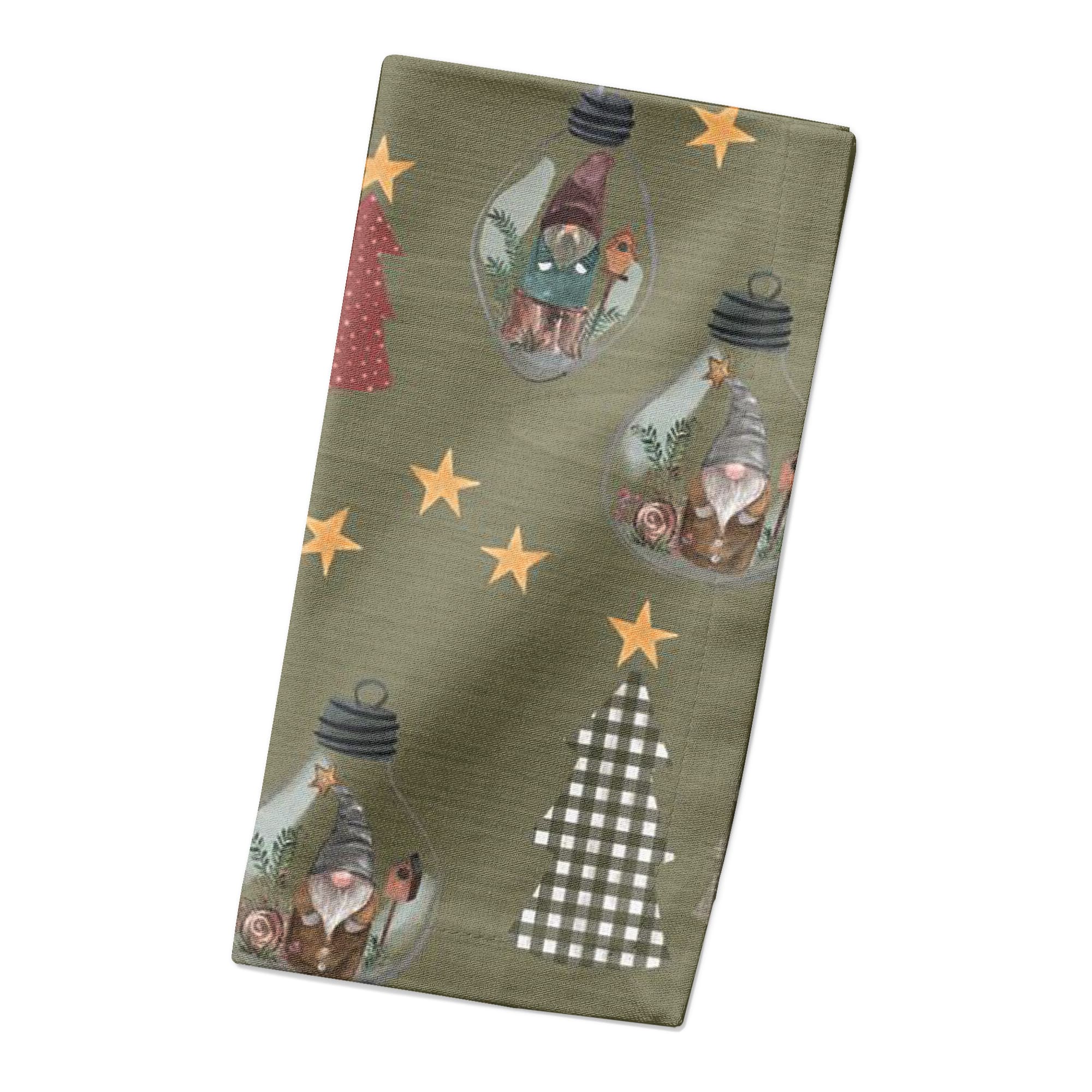Tree & Globe Pattern Cotton Twill Napkin