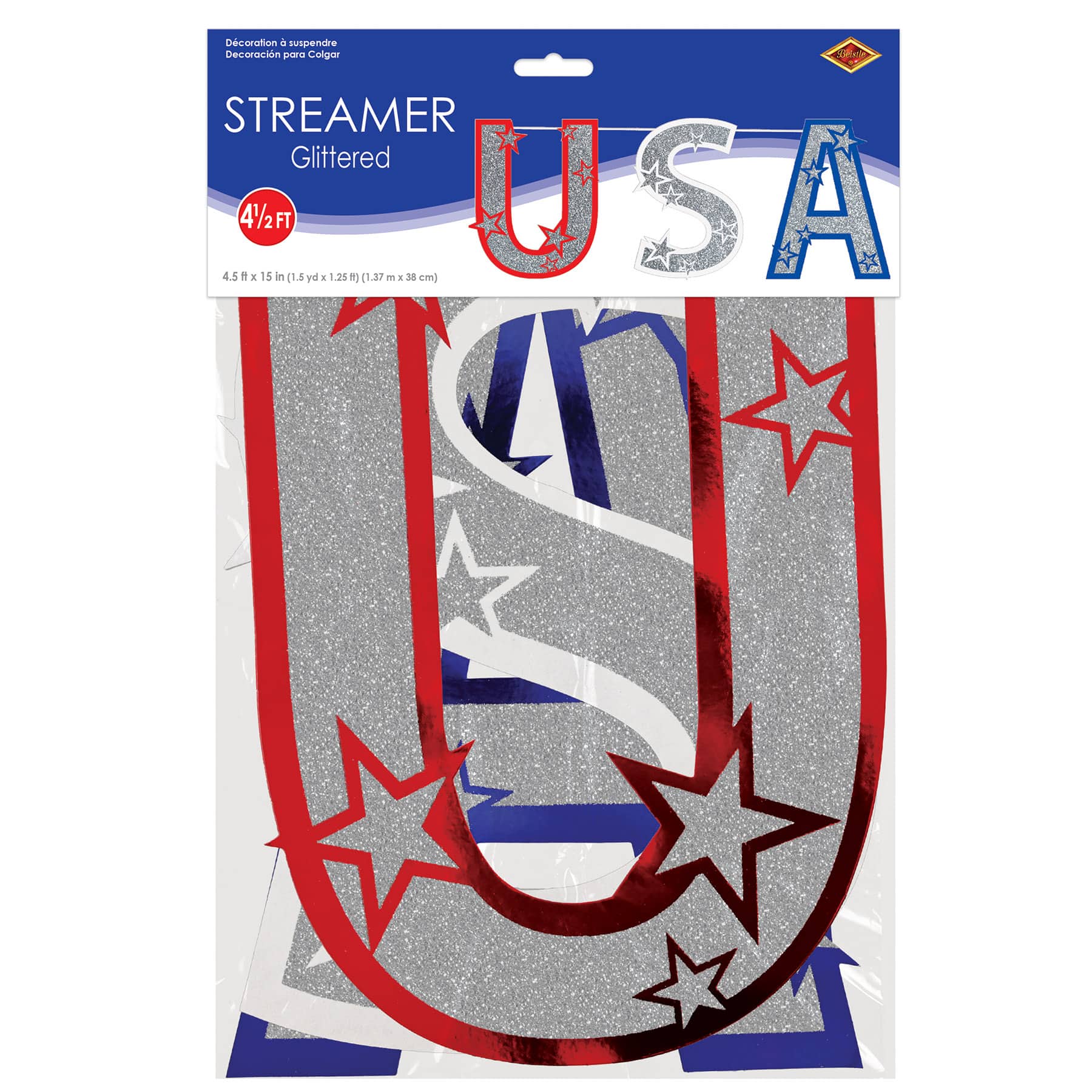 Beistle 4.5ft. Glittered USA Streamer