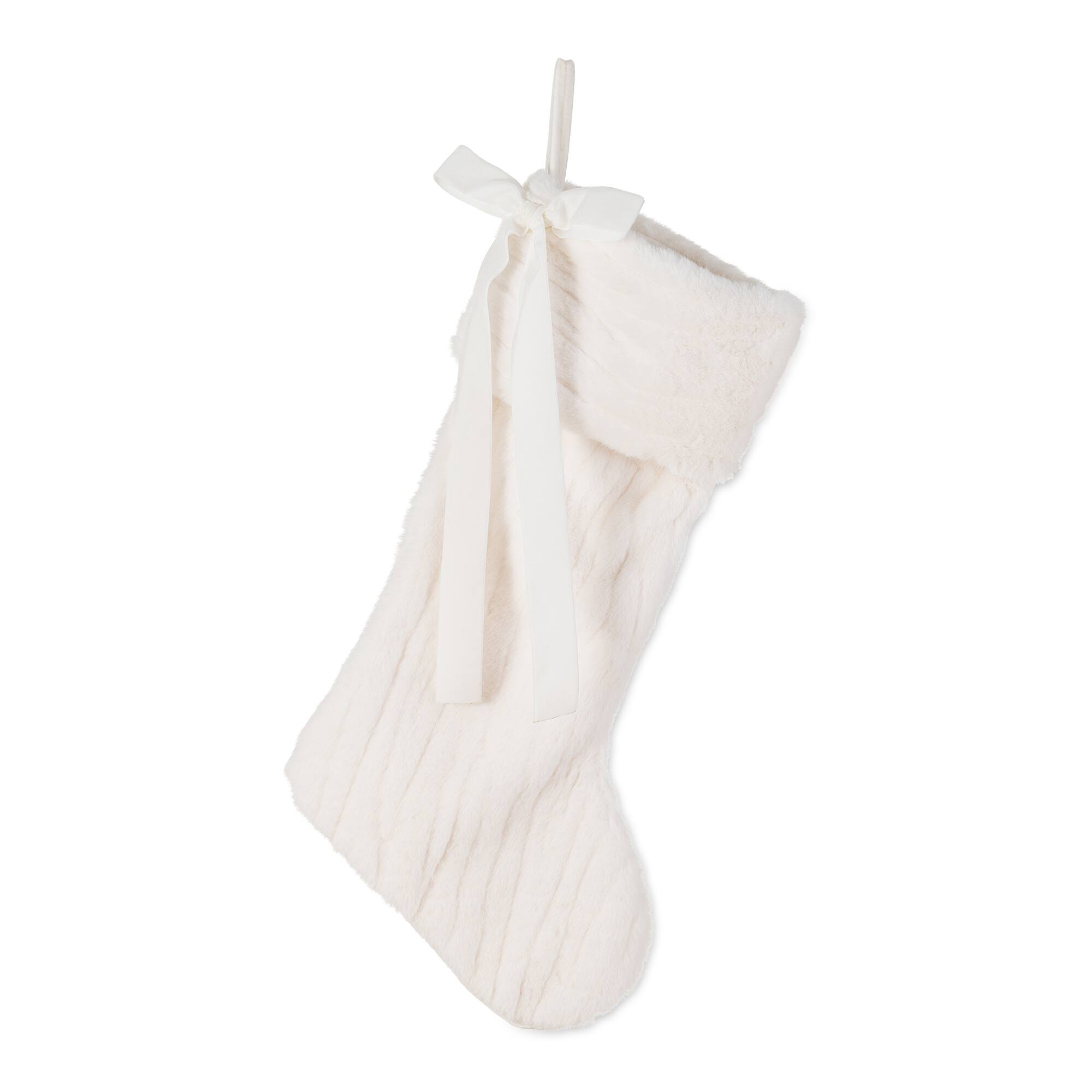 Glitzhome® 24" White Textured Plush Christmas Stocking