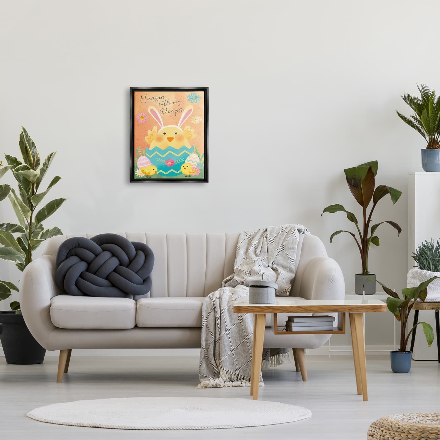 Stupell Industries Hangin' With My Peeps Easter Egg Chicks Floater Framed Art