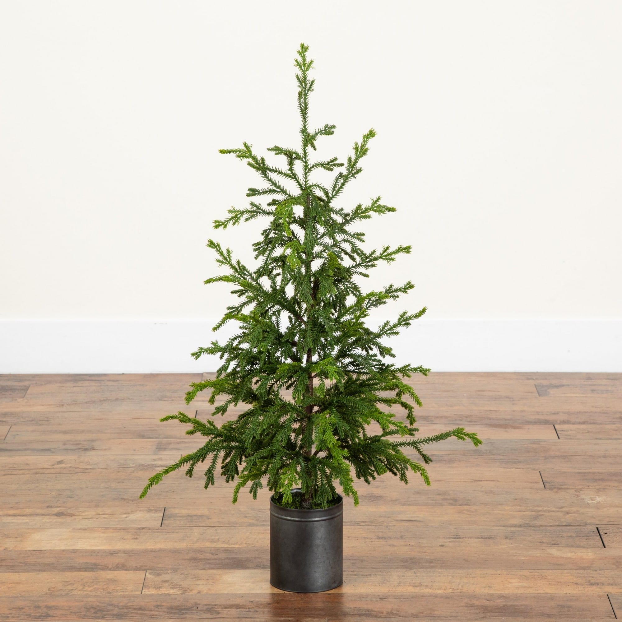Nearly Natural 38" Unlit Artificial Real Touch Natural Look Norfolk Island Pine in Tin Planter