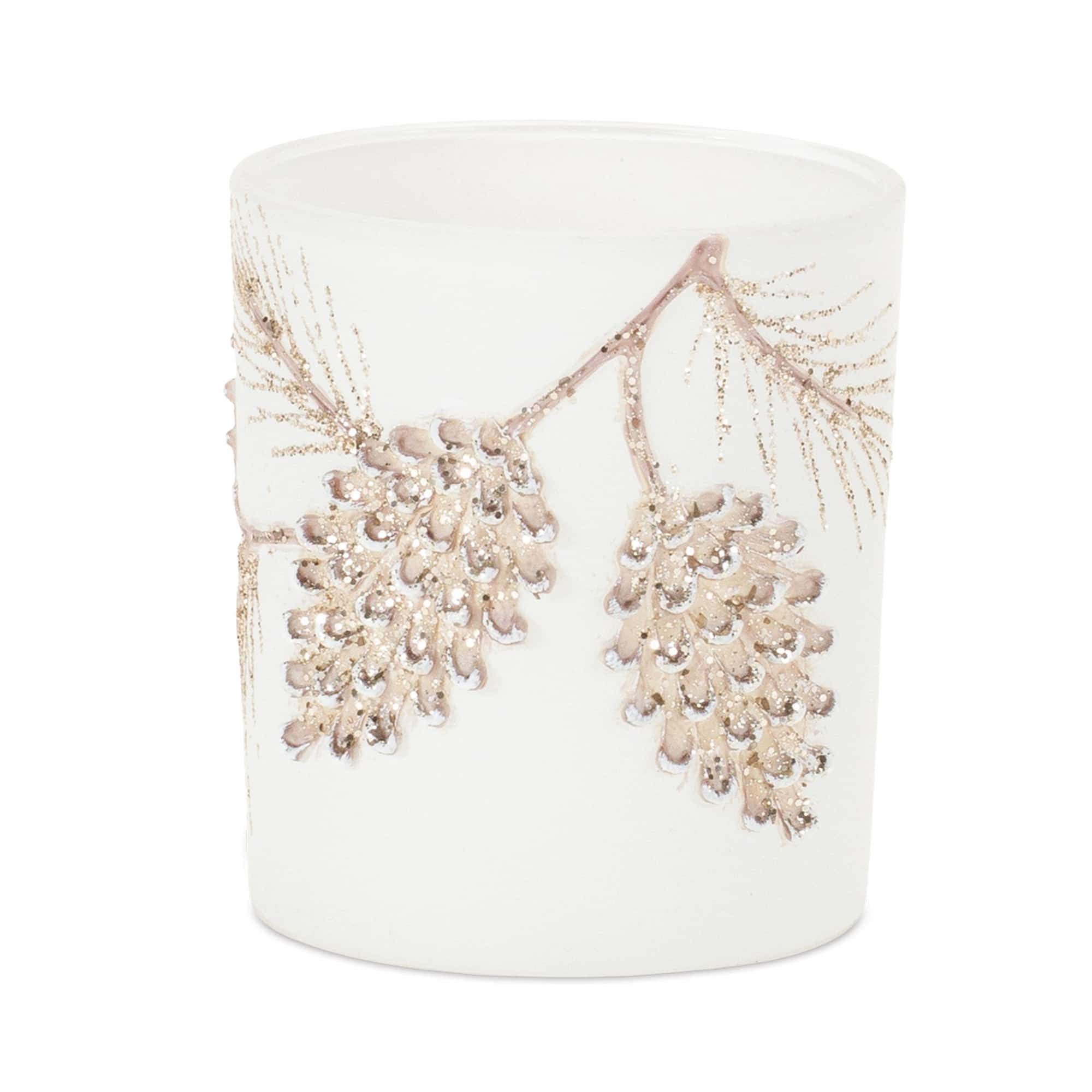3.5" Glittered Pinecone Candle Holders, 6ct.