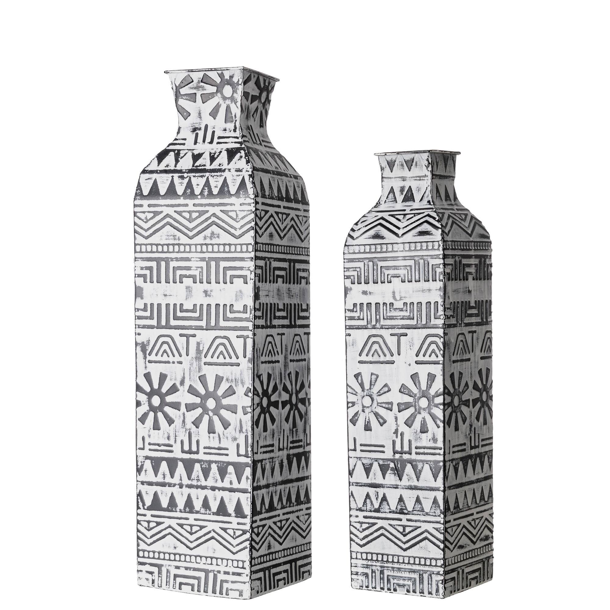 Glitzhome® Textured Metal Boho Vase Set