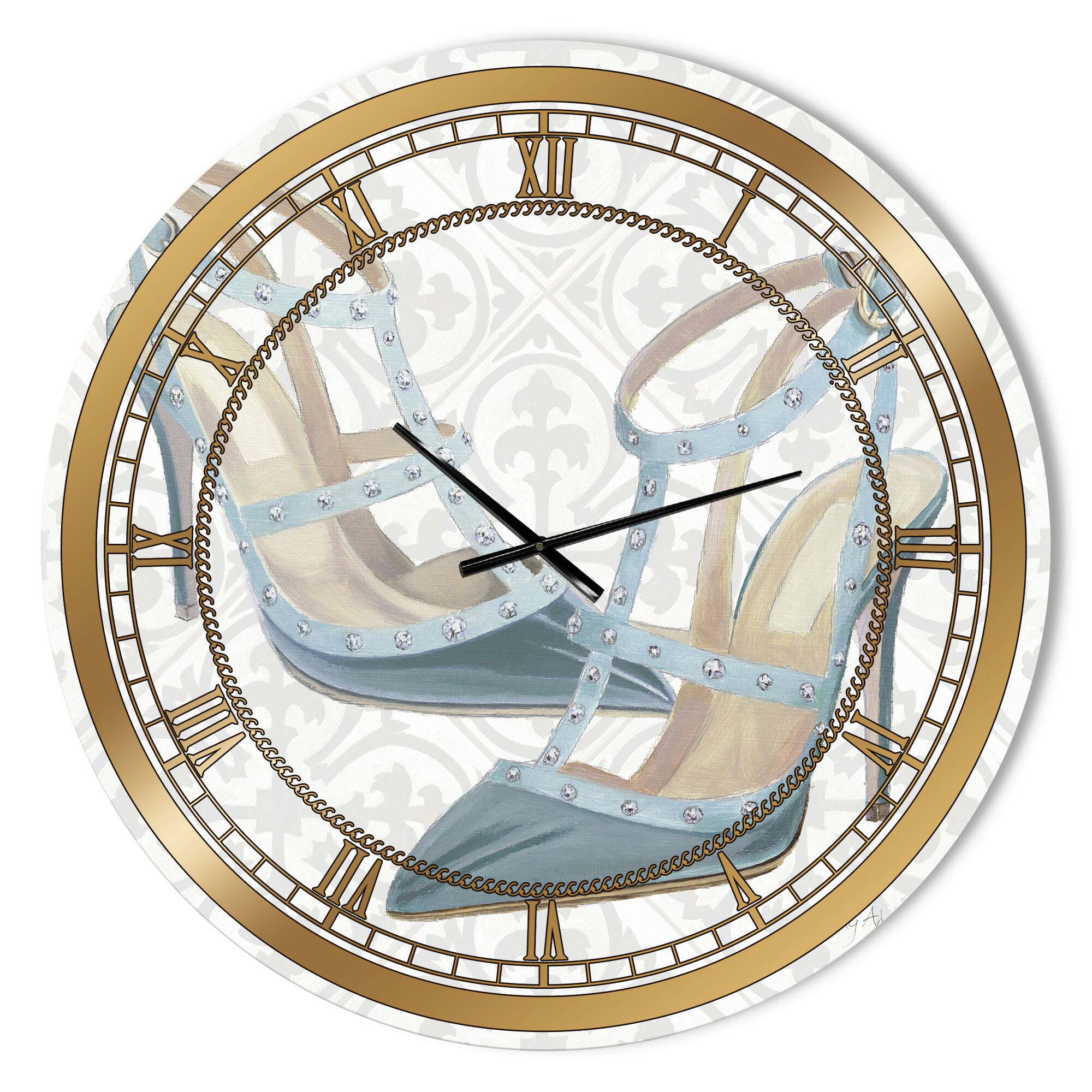 Designart 'Glam Cosmetics Blue Shoes Glam Wall Clock