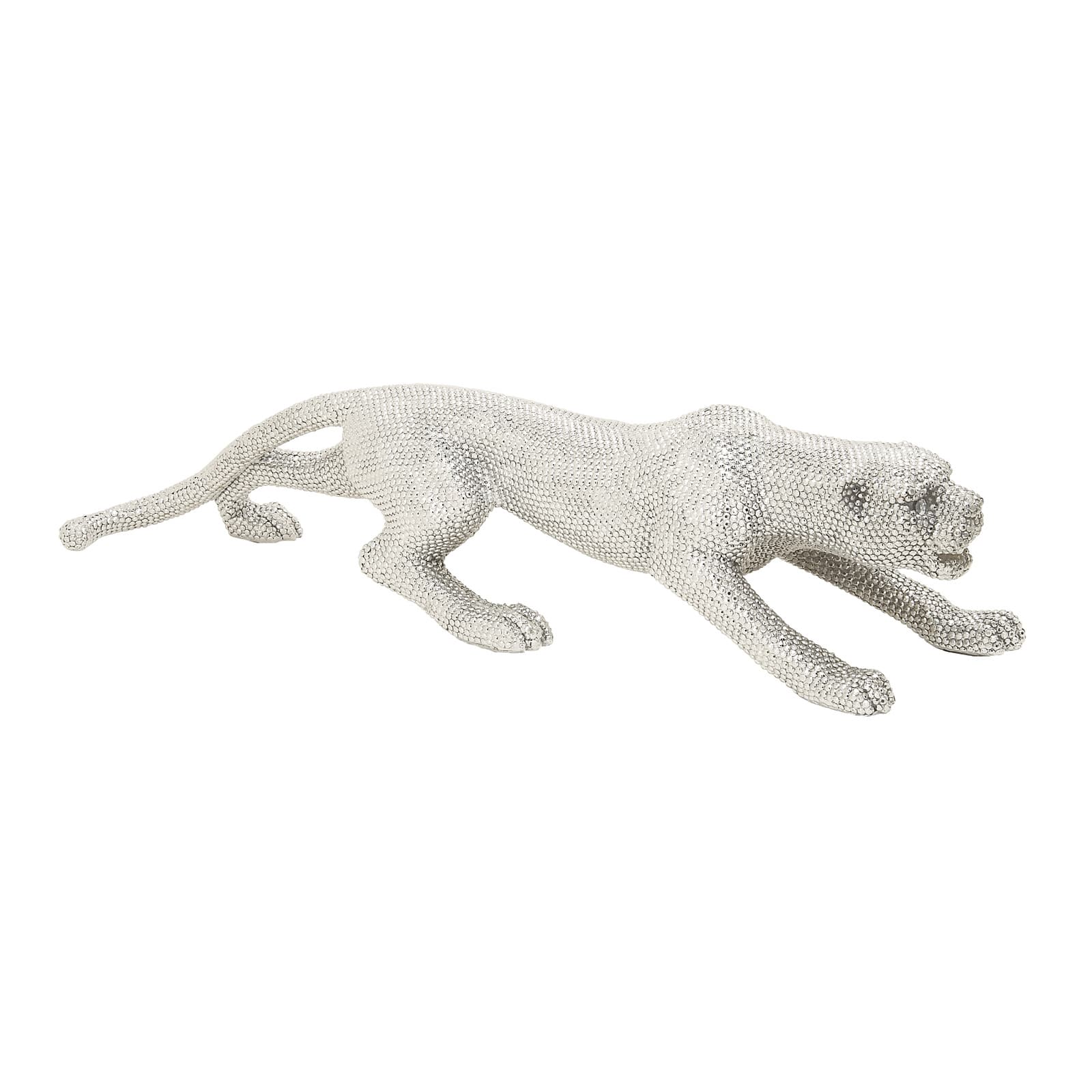 42" Silver Polystone Glam Leopard Sculpture