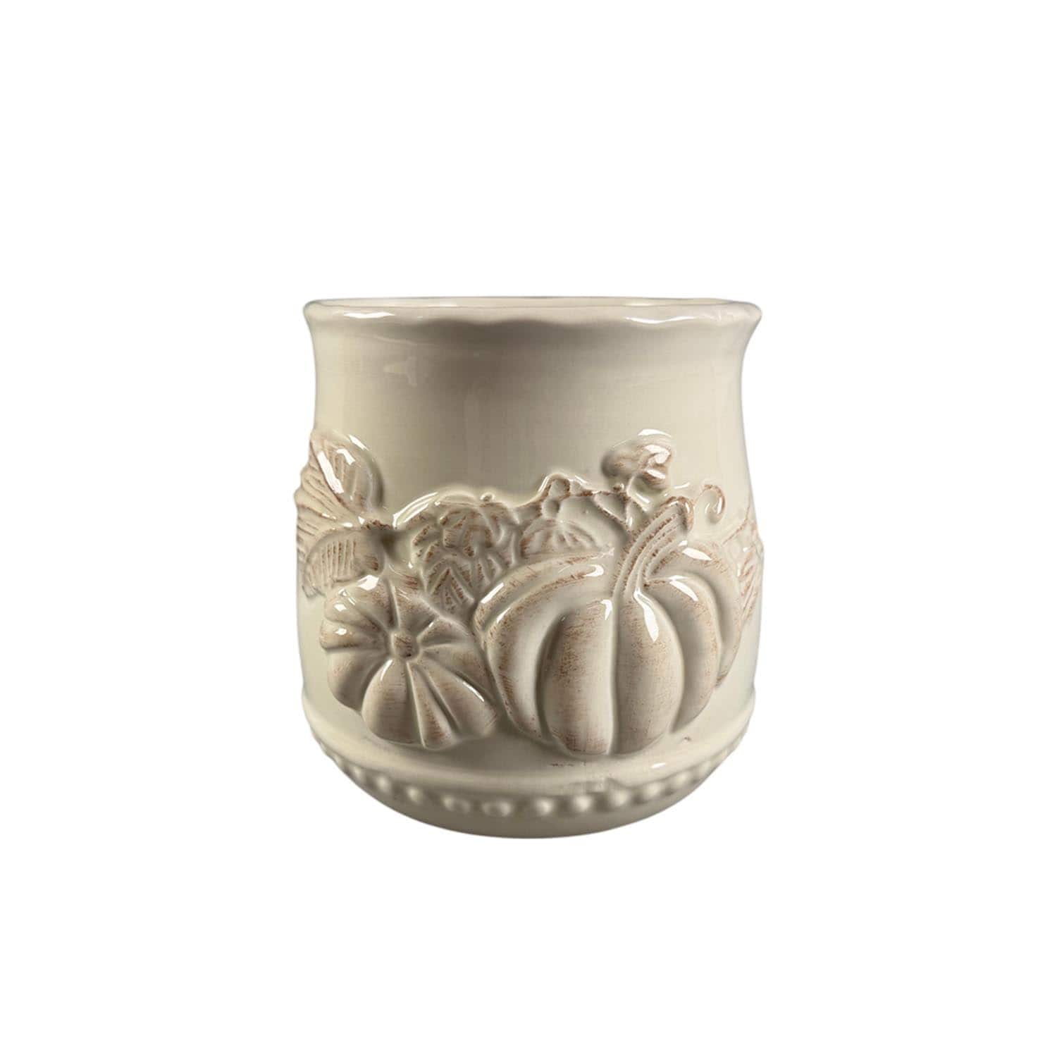 5" White Ceramic Pumpkin Pot by Ashland®