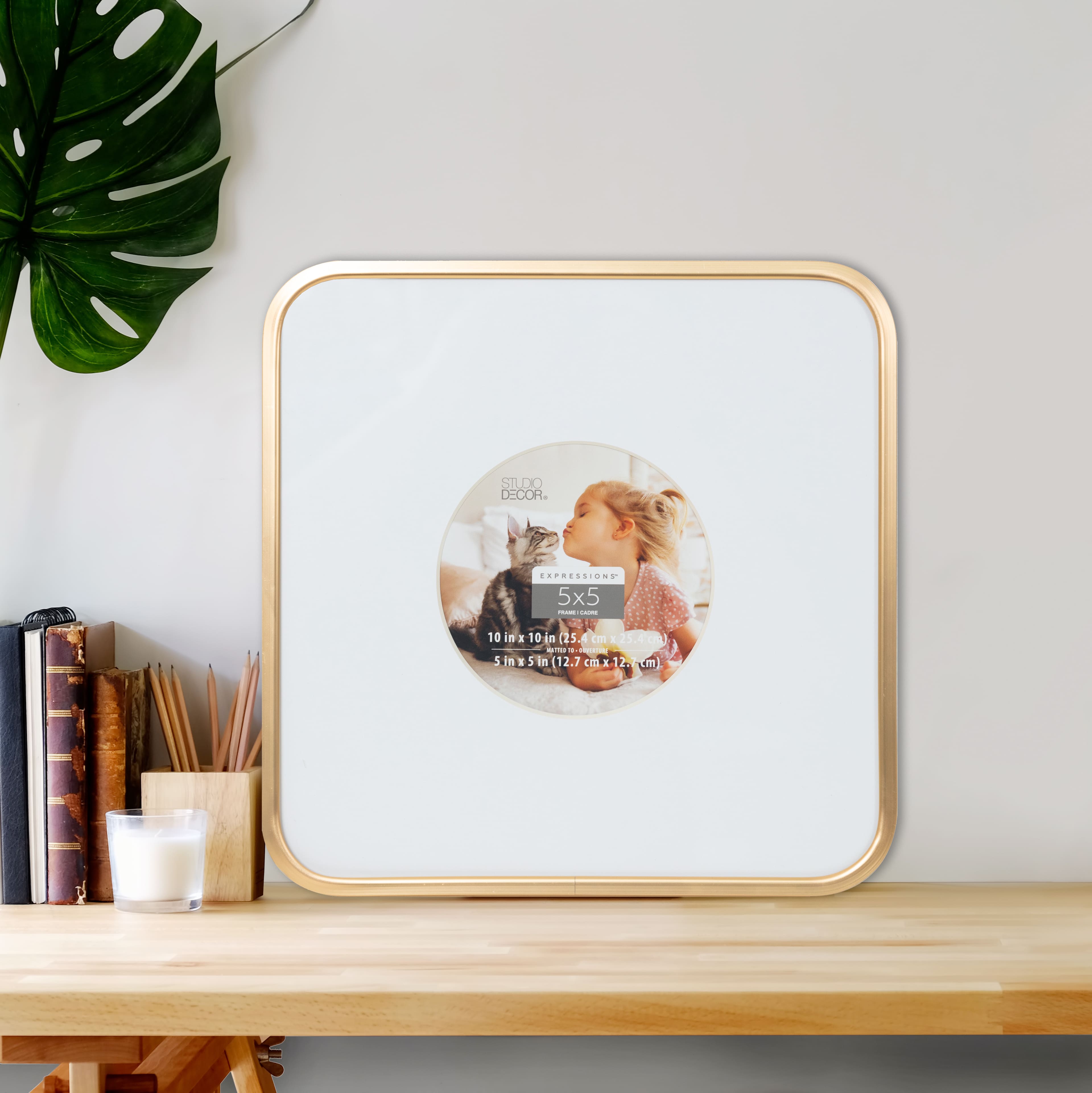 Expressions™ 5" x 5" Gold Rounded Frame with Circle Mat by Studio Décor®