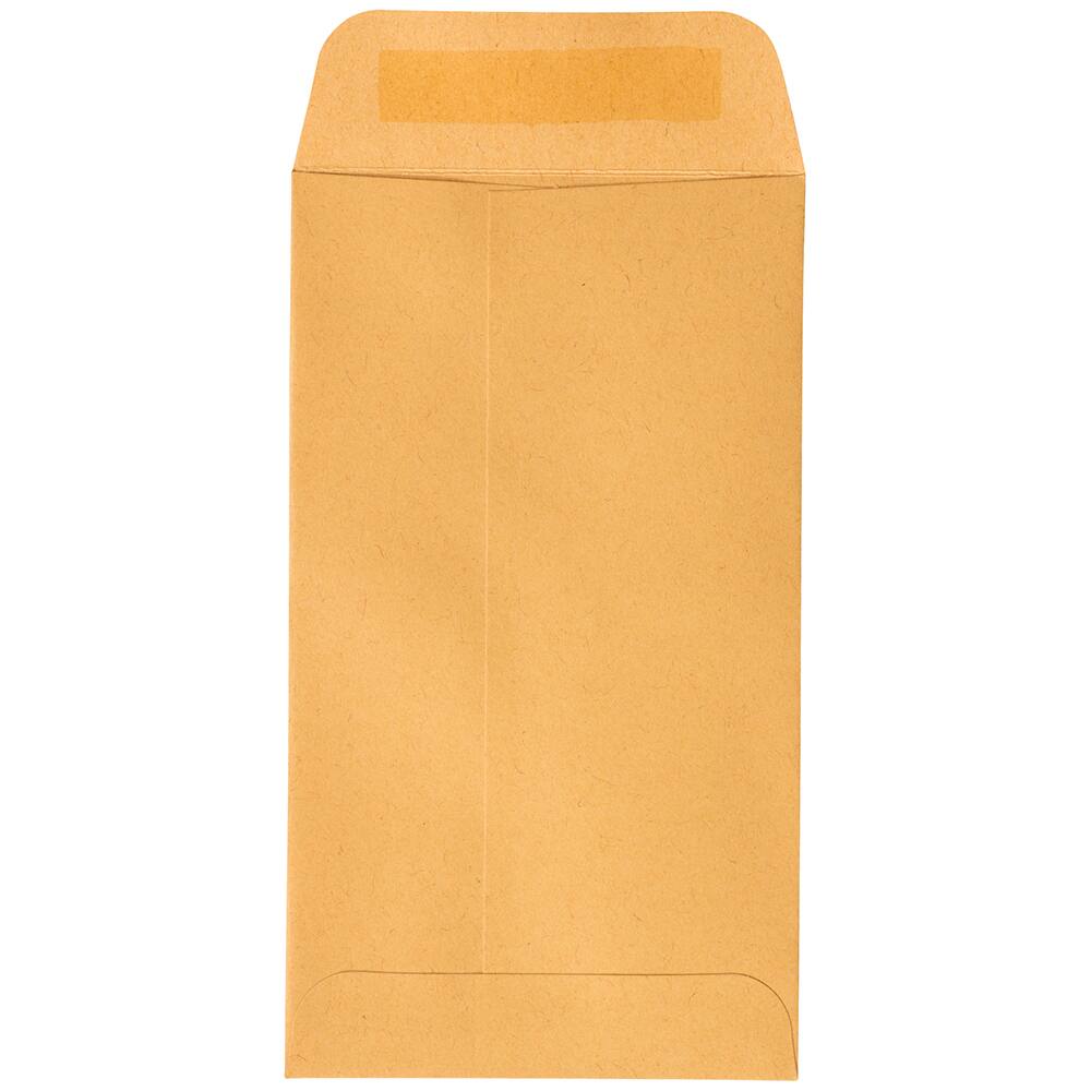 JAM Paper 3.125" x 5.5" Brown Kraft Coin Business Peel & Seal Closure Envelopes