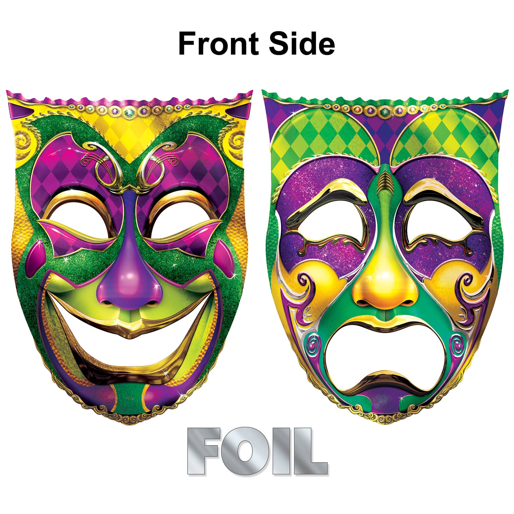 Beistle 18.25" x 24.75" Jumbo Foil Comedy & Tragedy Face Cutouts, 2ct.