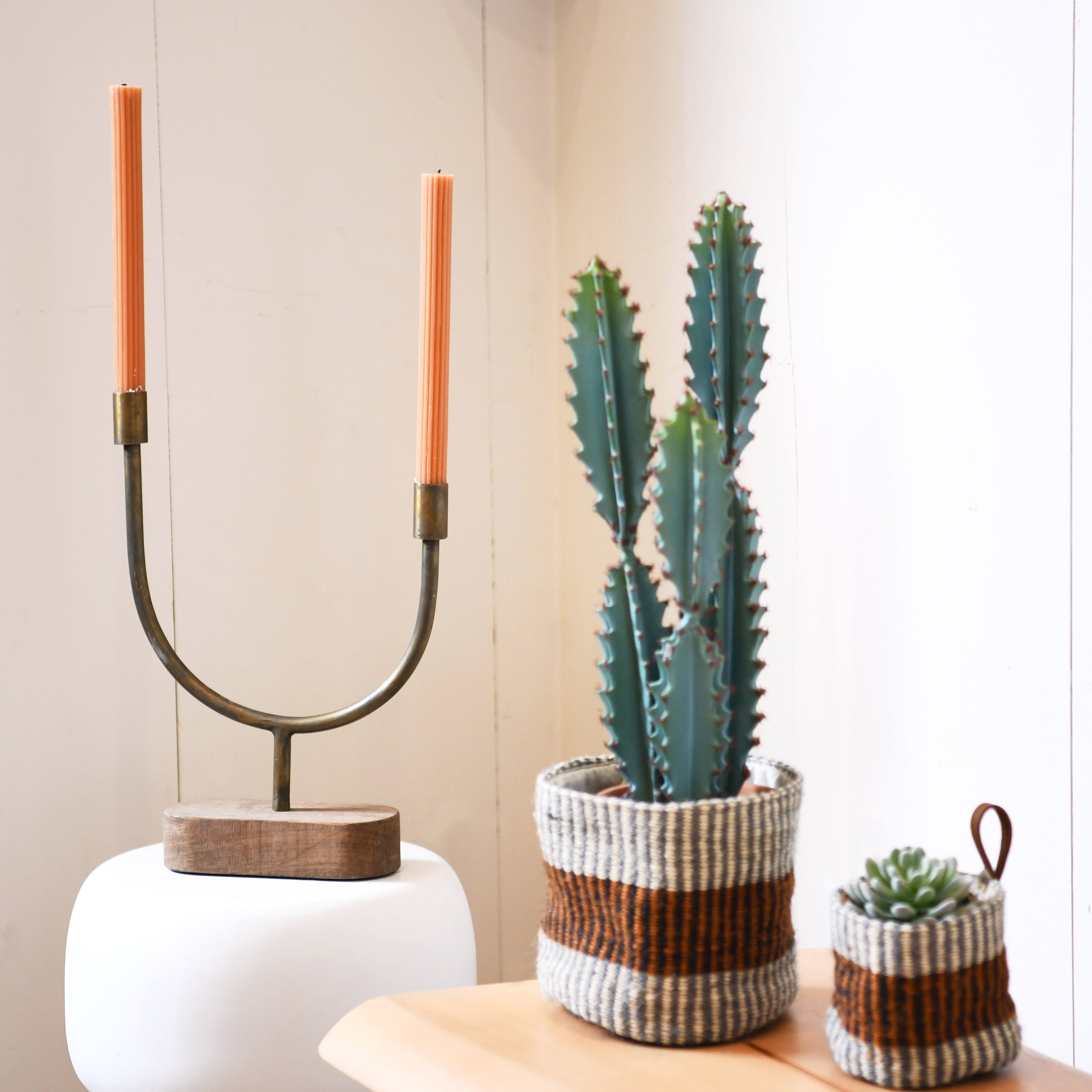 Hello Honey® Rust Striped Woven Jute Basket with Liner Set