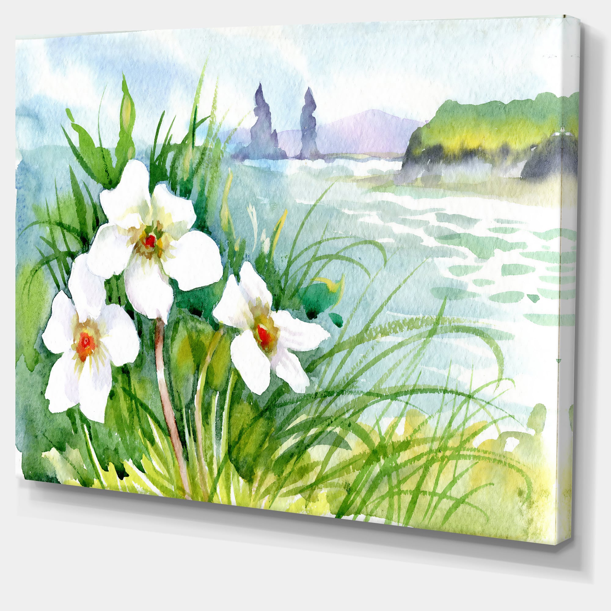 Designart - Blooming Flowers on Summer River