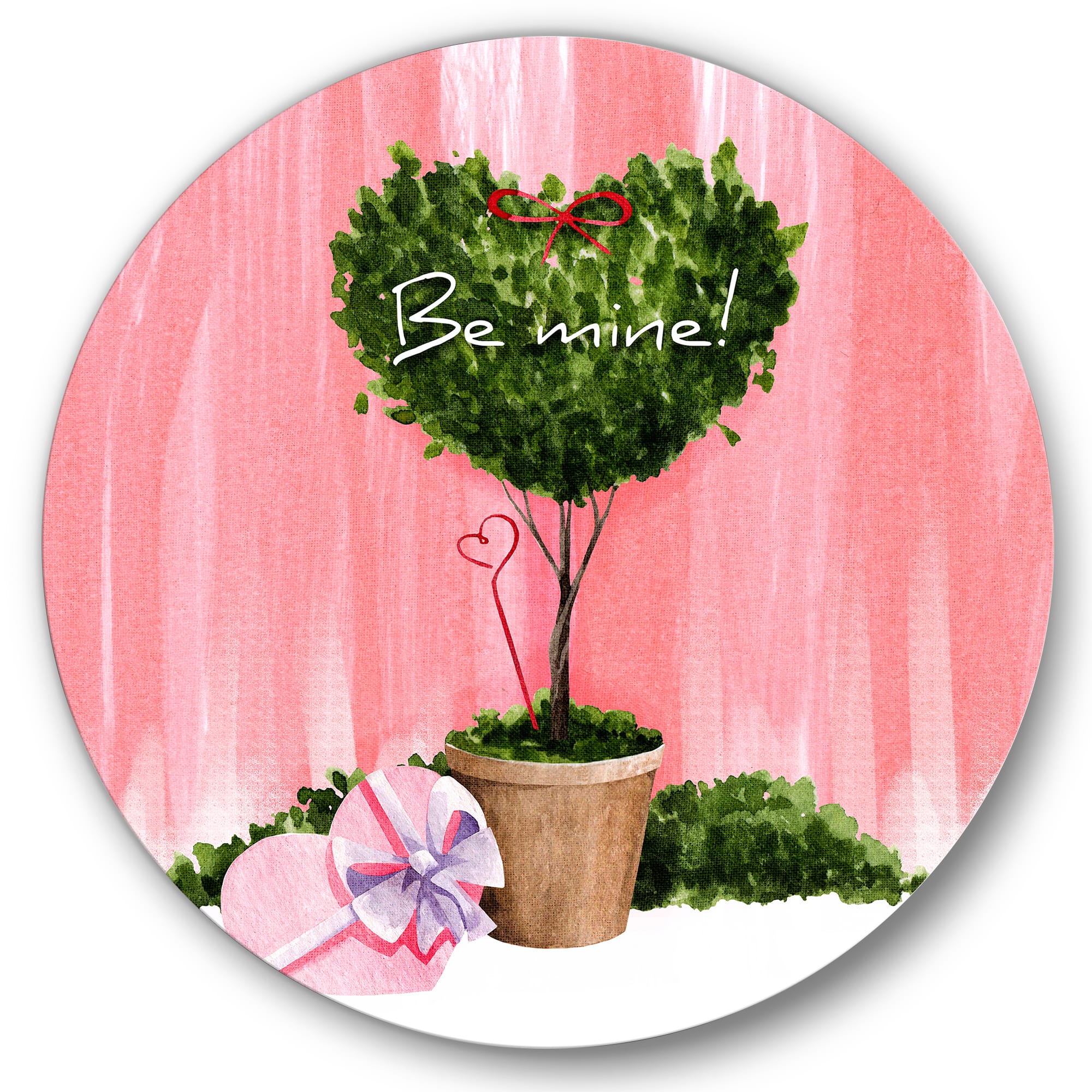 Designart - Heart Shaped Valentine House Plant - Farmhouse Metal Circle Wall Art