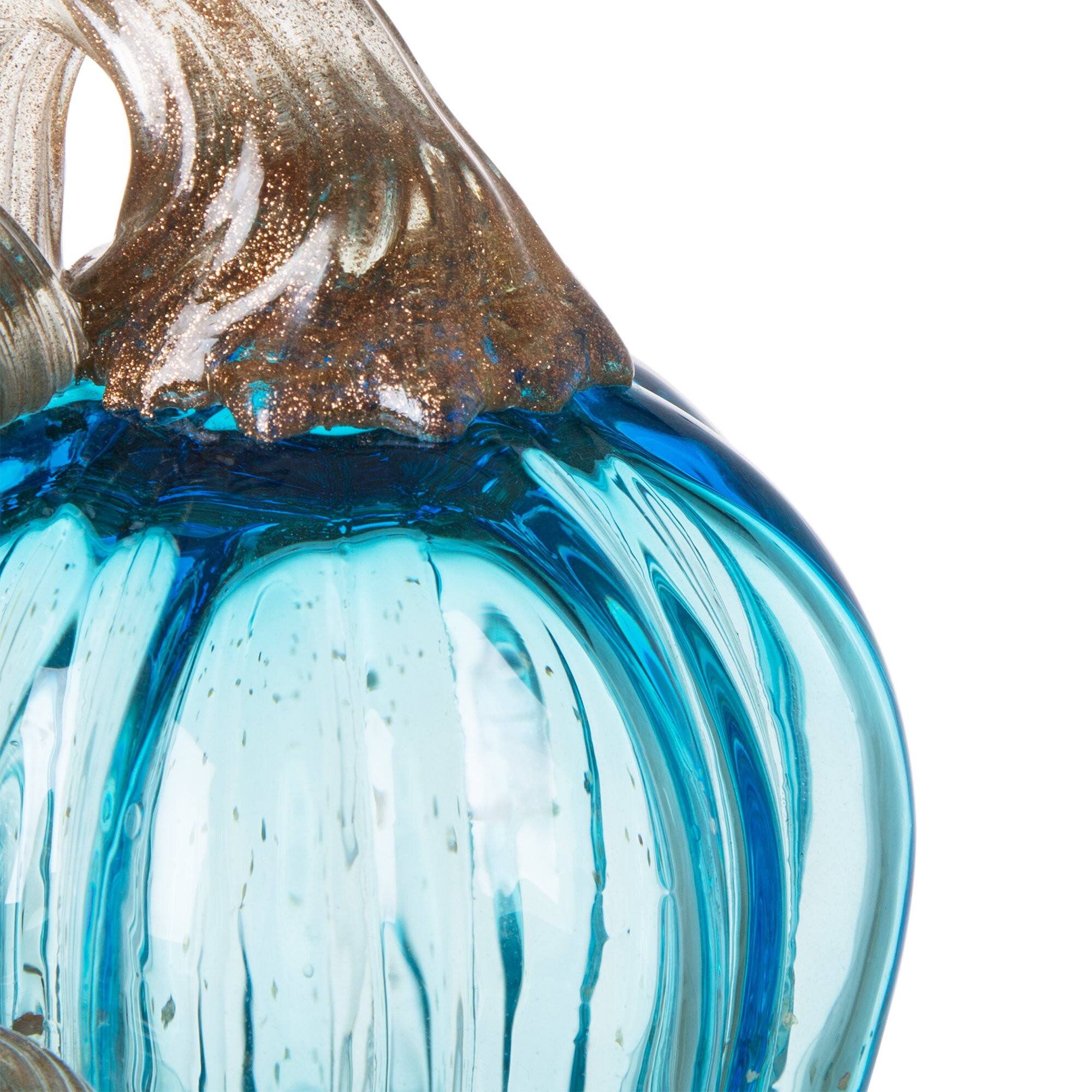 Glitzhome® Blue Glass Pumpkin Set