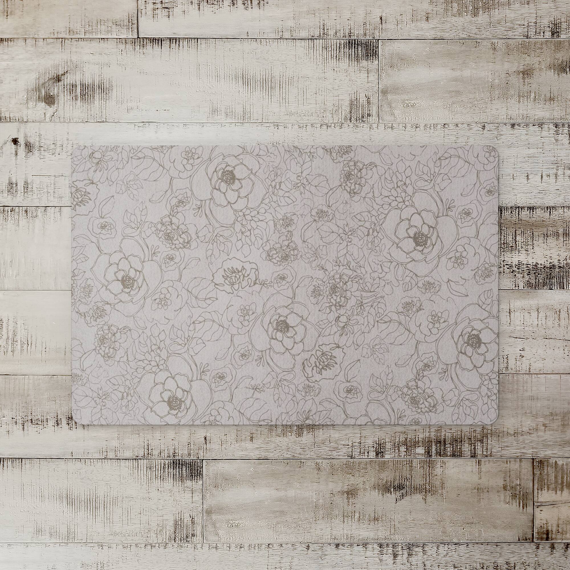 Line Floral Floor Mat