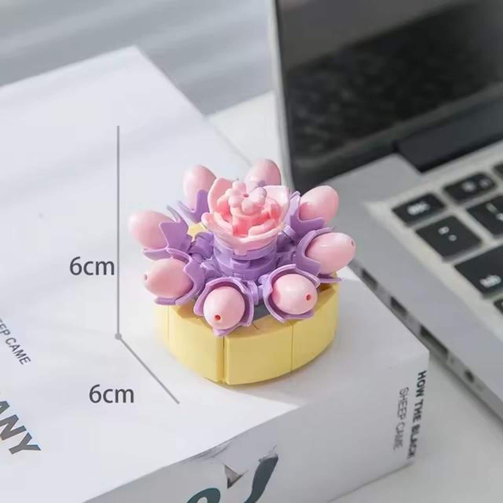 Wizardi Peach Egg Building Brick Mini Potted Plants Set