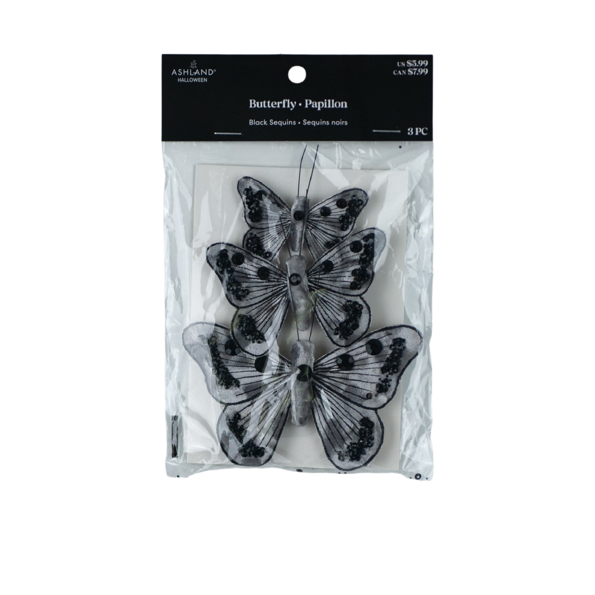 Silver & Black Sequin Butterfly Accents, 3ct. by Ashland®