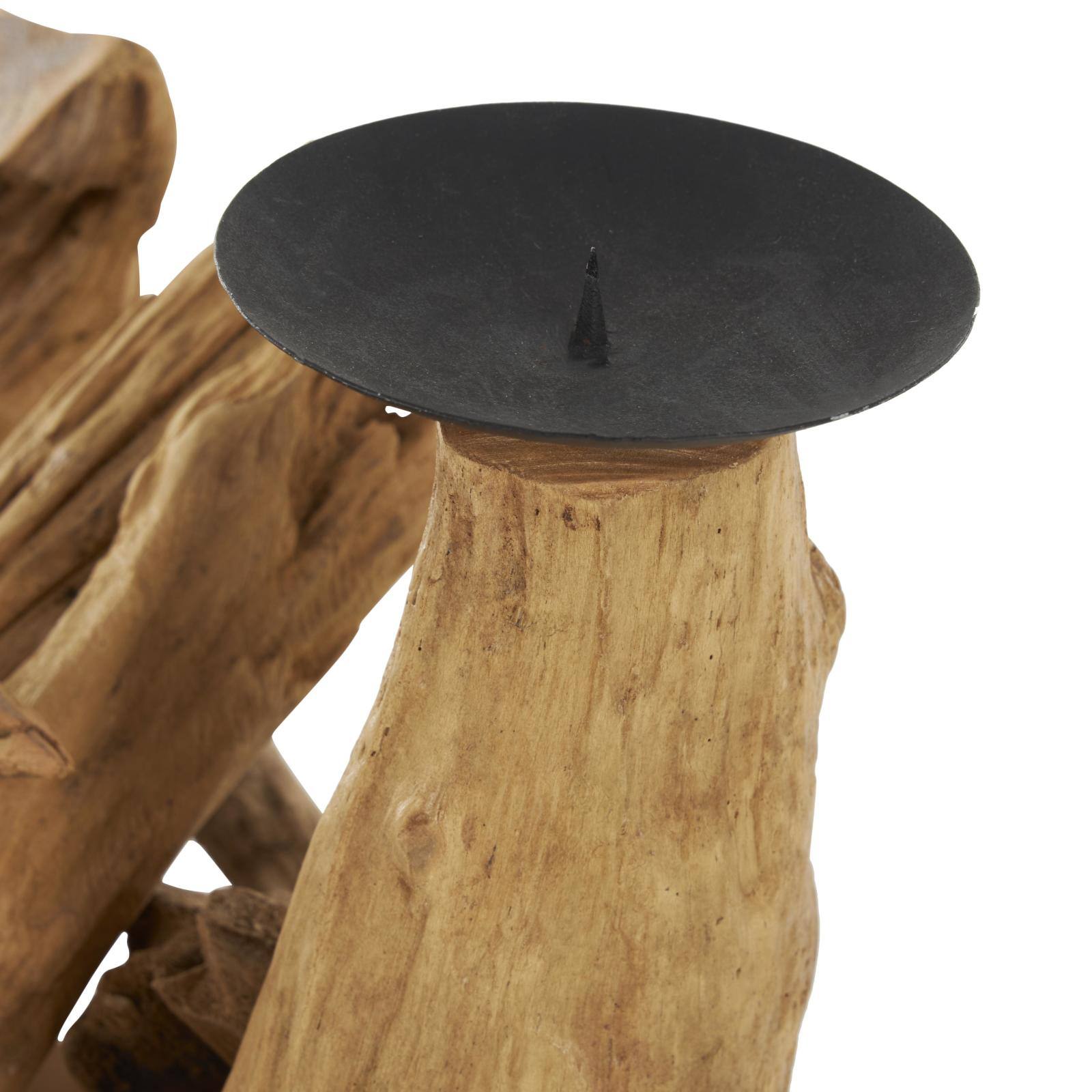 27" Brown Teak Wood Handmade Live Edge Candelabra