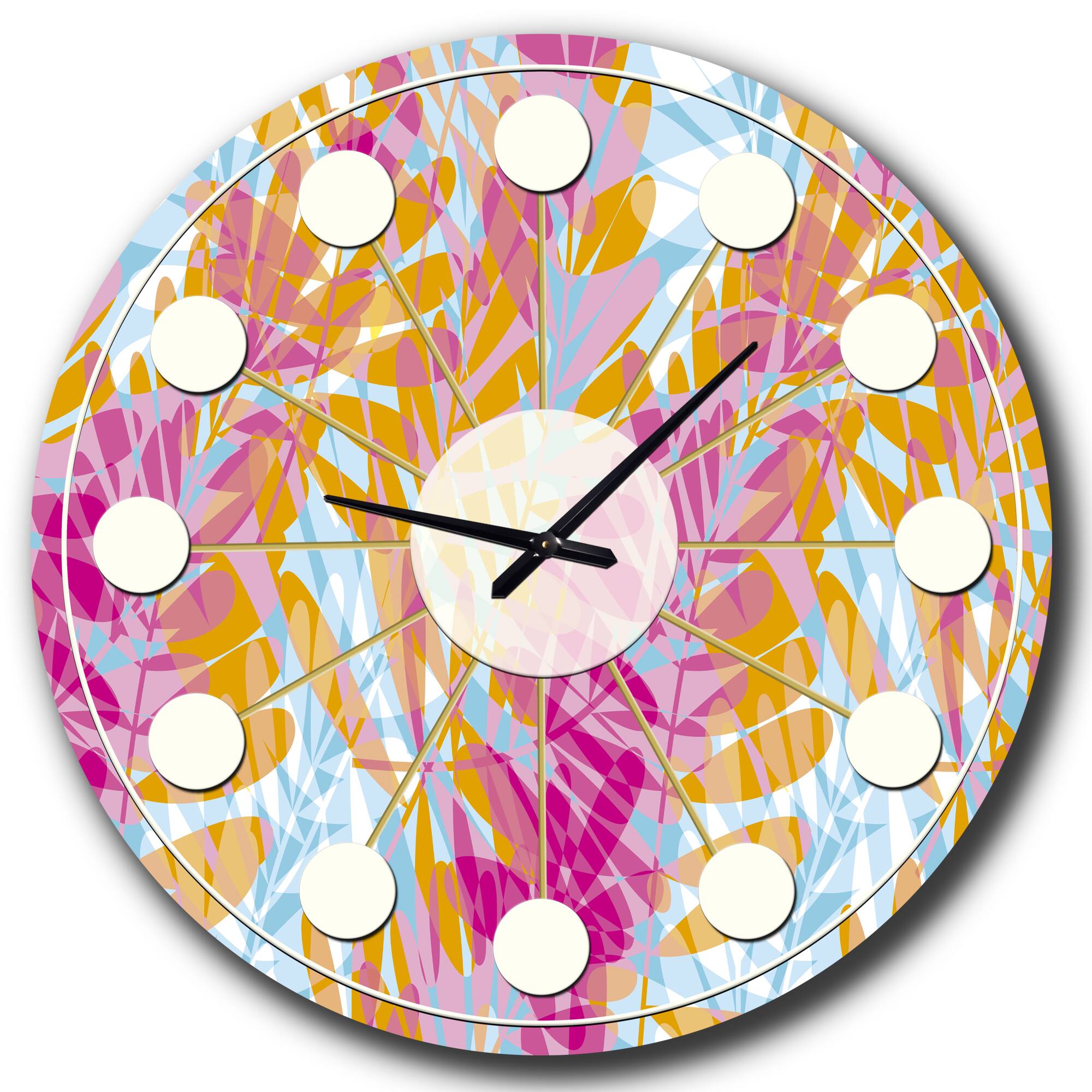 Designart 'Retro Floral Pattern Iii Mid-Century Modern Wall Clock