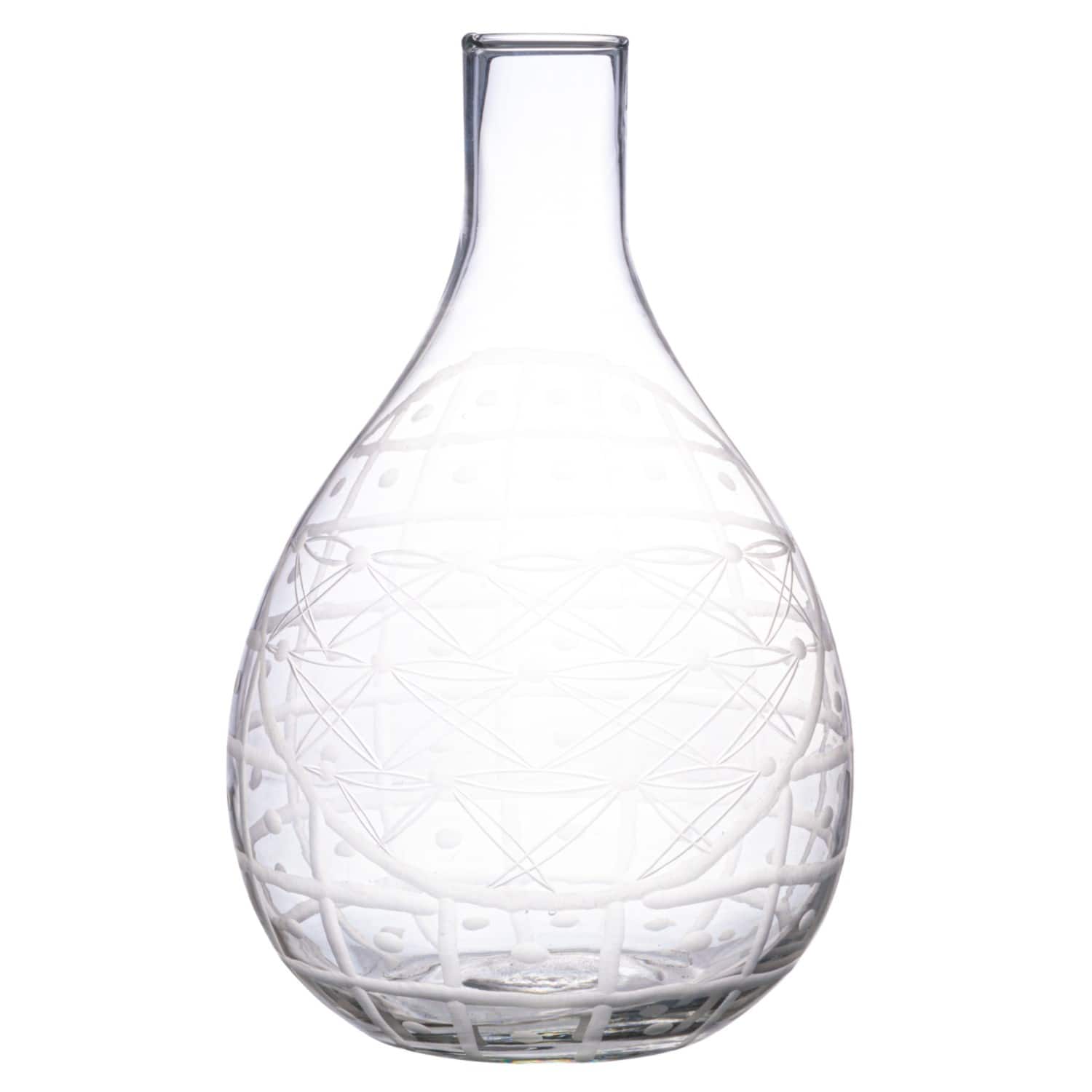 Hello Honey® 3.5qt. Clear Hand-Blown Etched Round Reclaimed Glass Pitcher