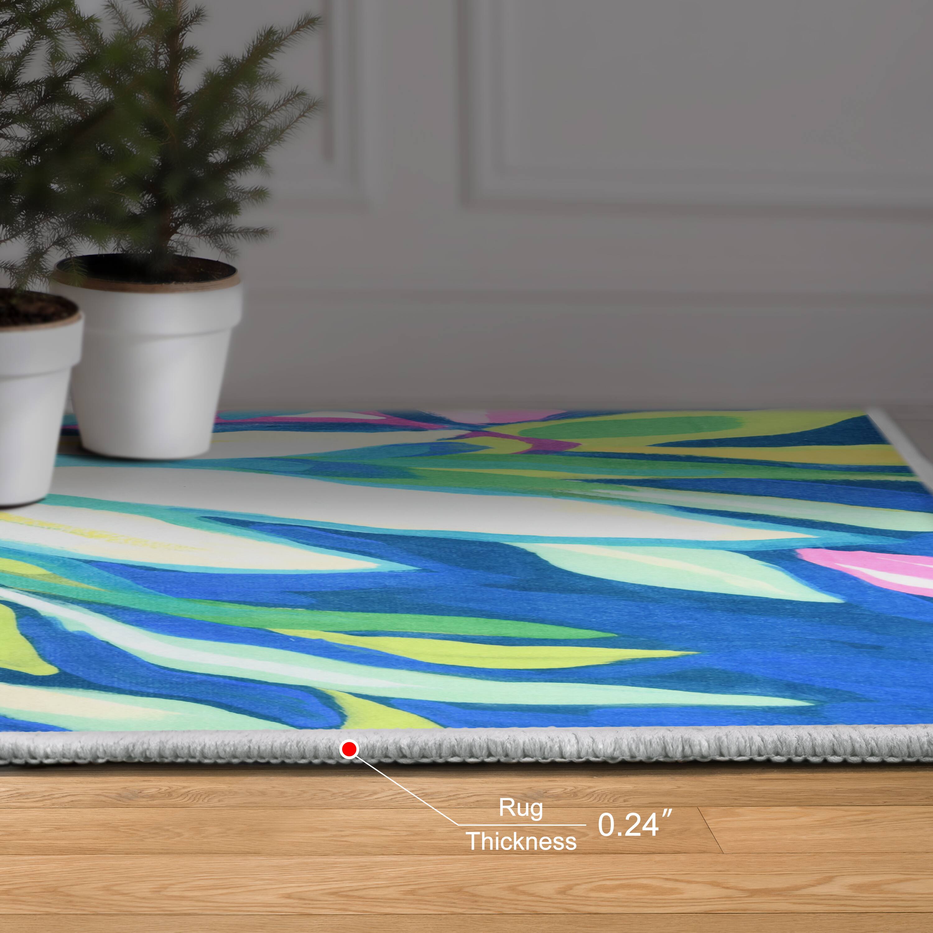 Empire Art Direct 5ft. x 8ft. Blue Tropics I Tapis D'Art Flowers Area Rug