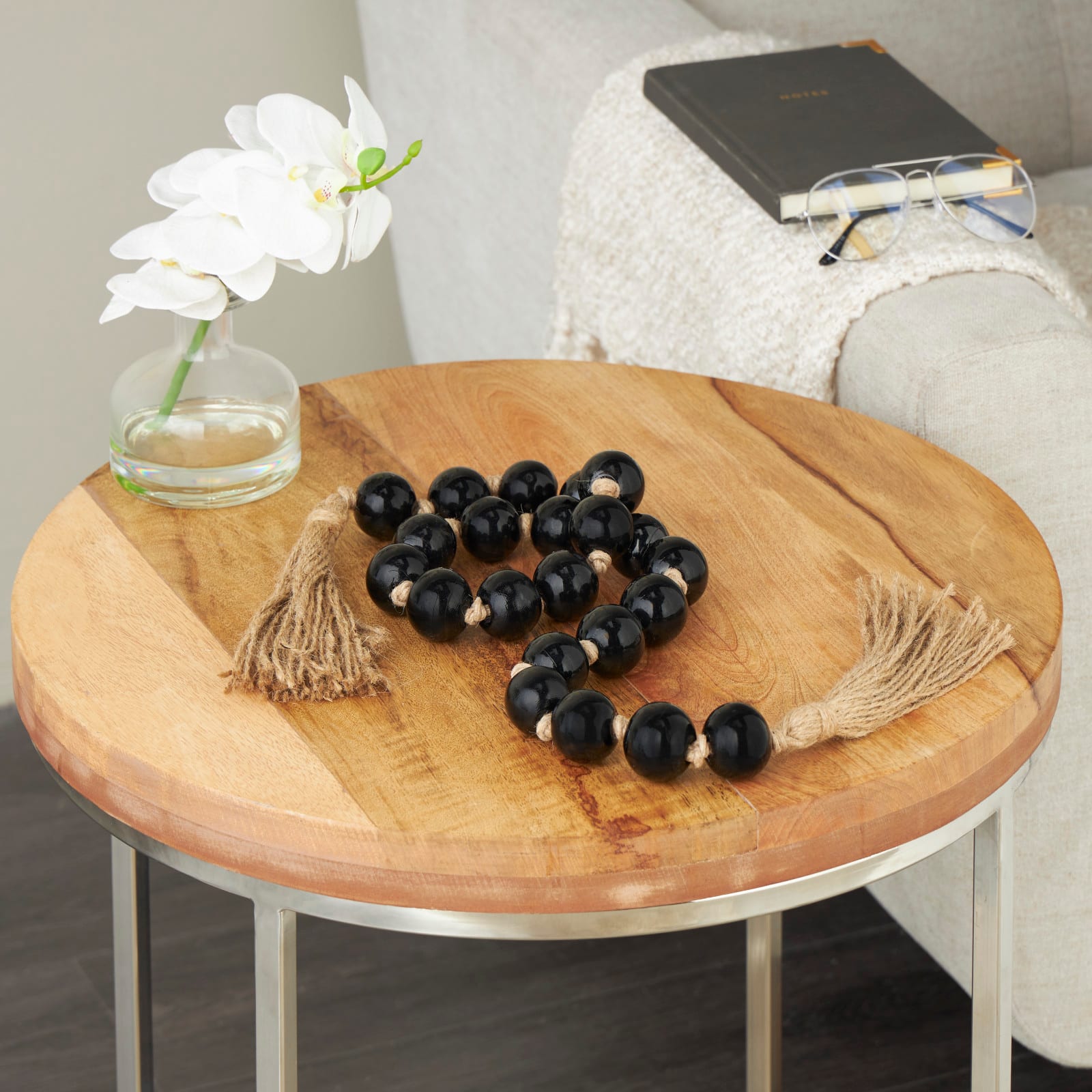 4ft. Glass Handmade Round Beaded Garland with Tassel