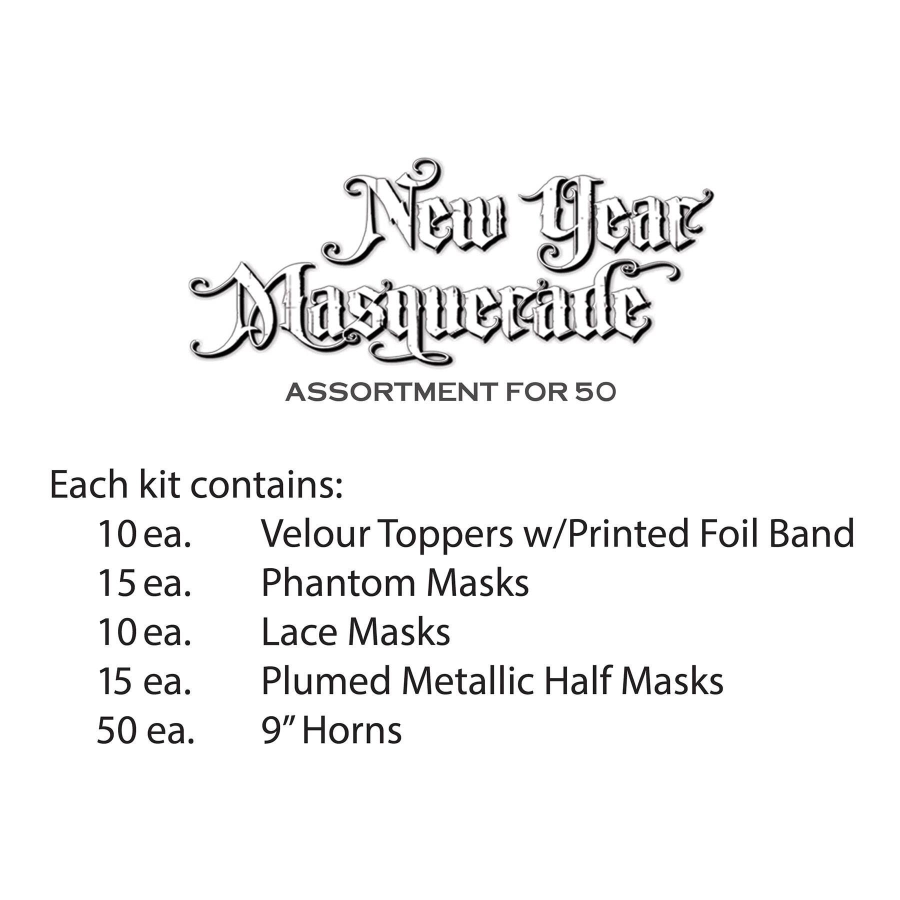 Beistle Black & White New Year Masquerade Party Favor Kit for 50