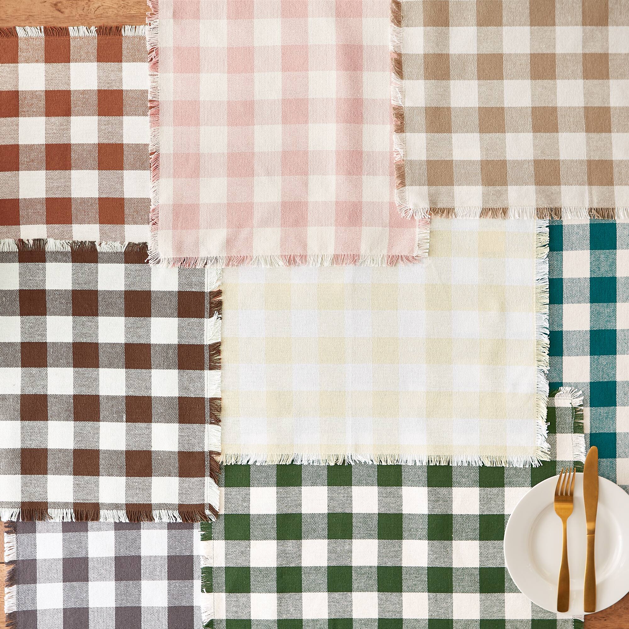 DII® Heavyweight Check Fringed Cotton Placemats, 6ct.