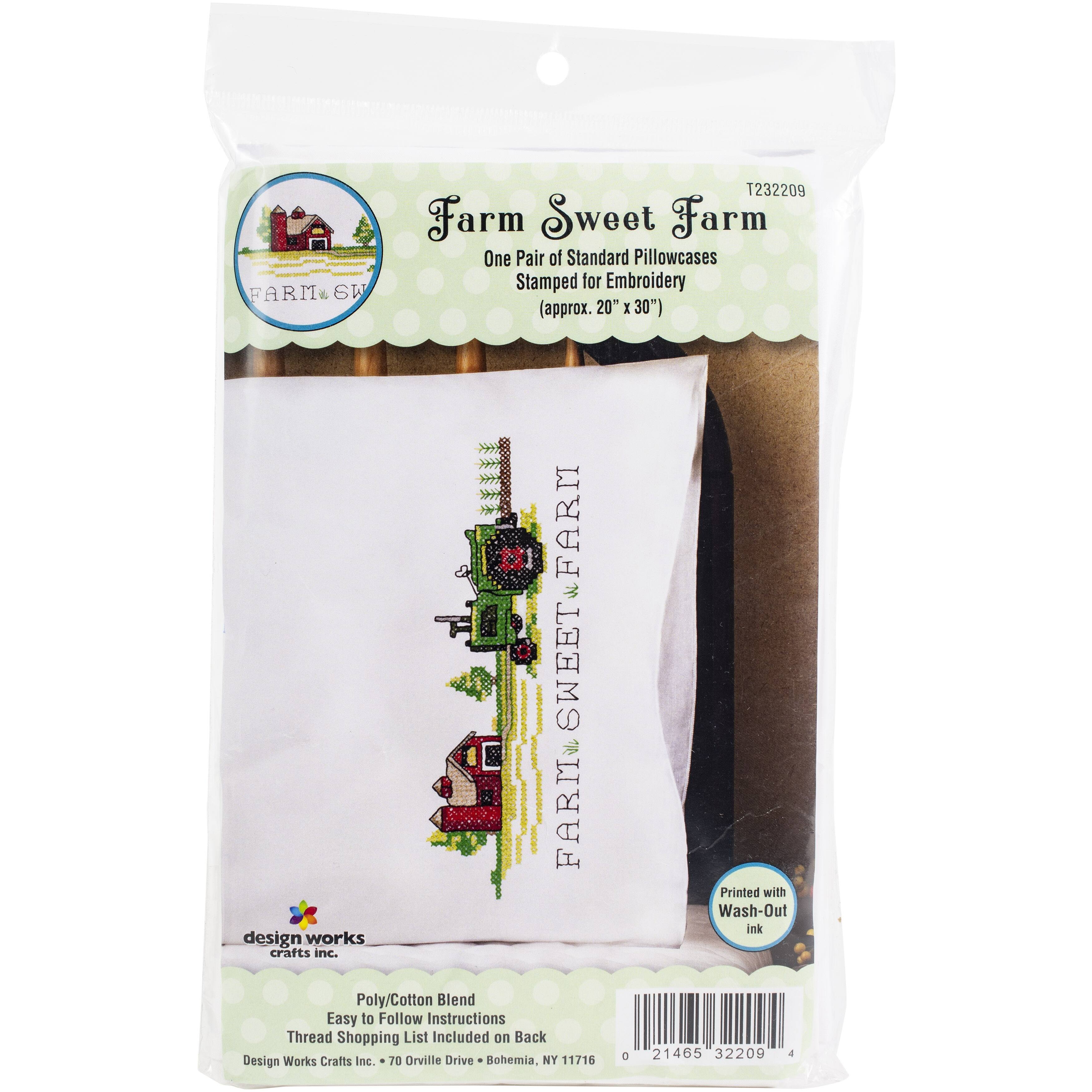 Tobin Stamped For Embroidery Farm Sweet Farm Pillowcase Set