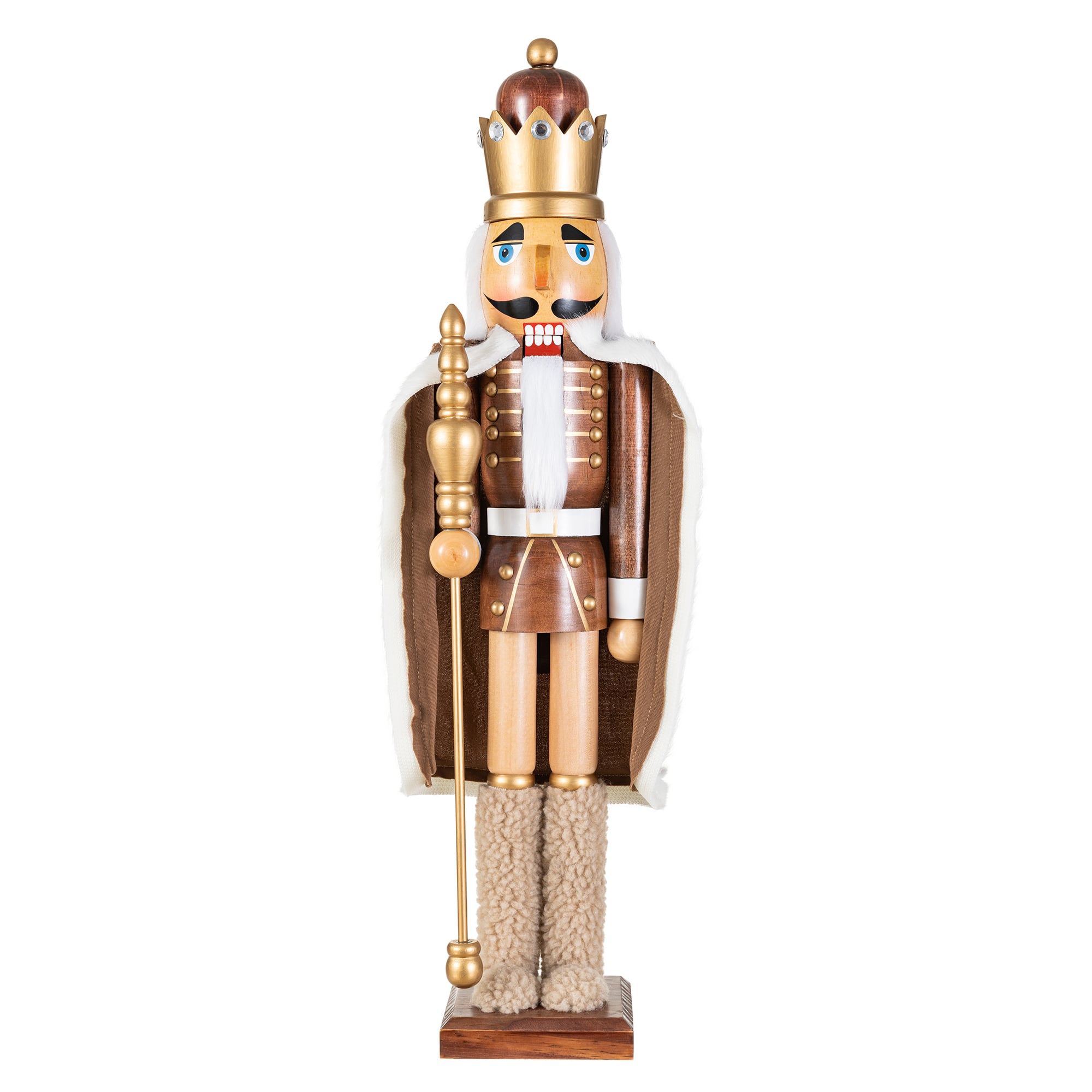 Glitzhome® 24" Wooden Christmas Brown King Nutcracker