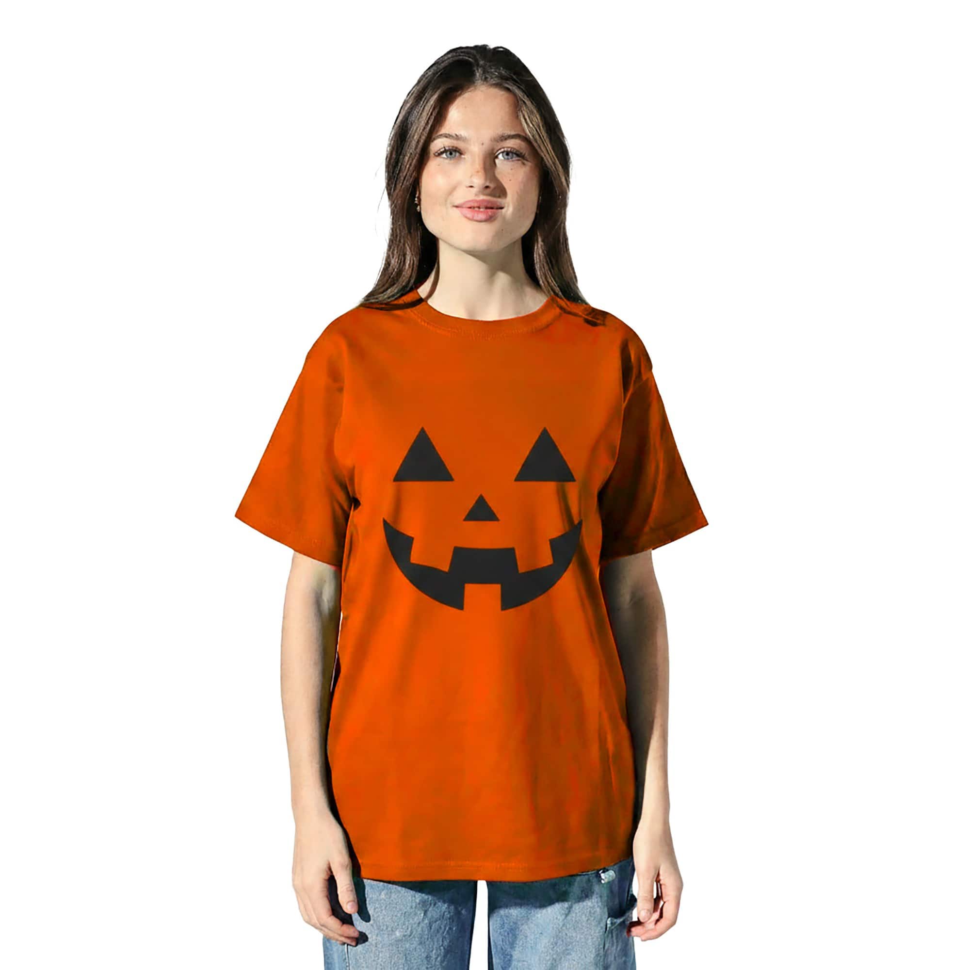 Orange Jack-o'-Lantern Face Adult T-Shirt