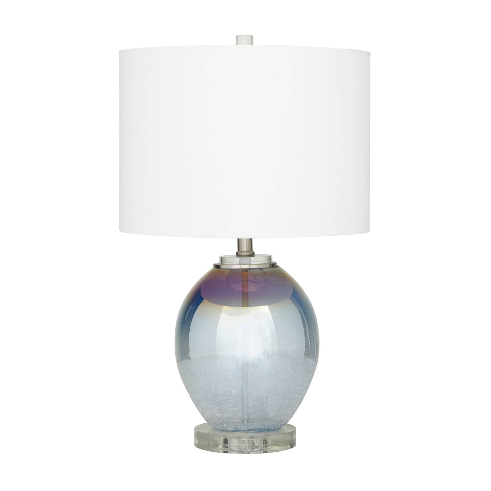 Blue Glass Table Lamp Set of 2 14", 23"
