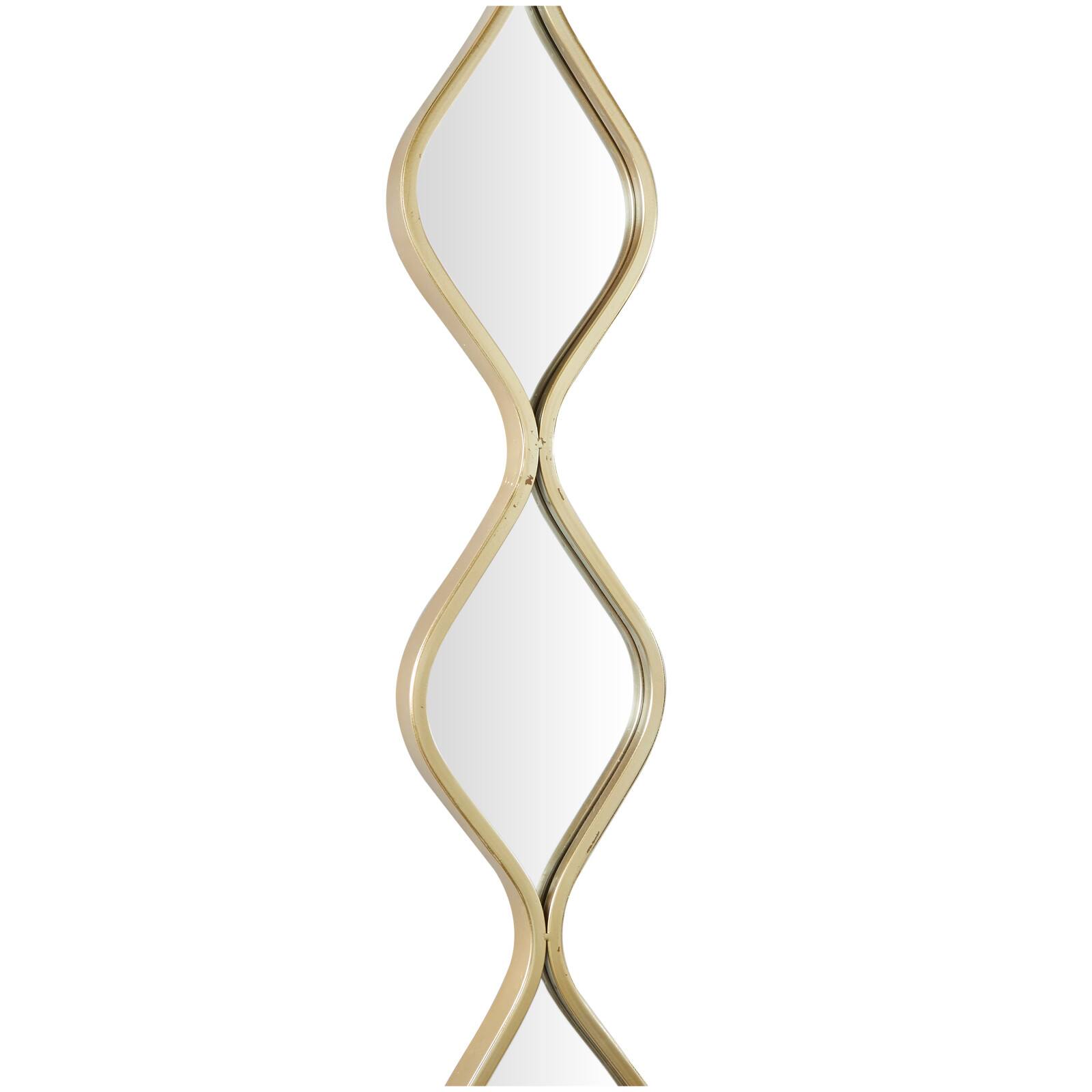 Gold Metal Slim Stacked Chain 5 Layer Wall Mirror with Tear Drop Pattern 7" x 1" x 59"