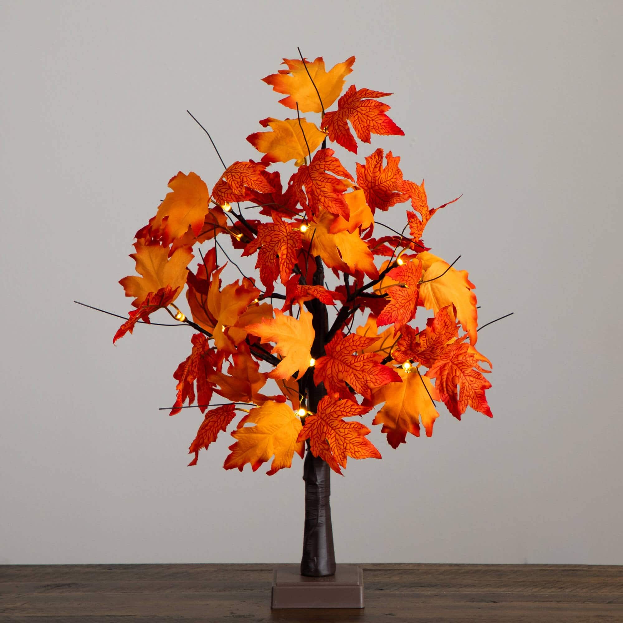 2ft. Pre-Lit Bright Autumn Maple Artificial Fall Tree with 24 Warm White LED Lights and Detachable Base