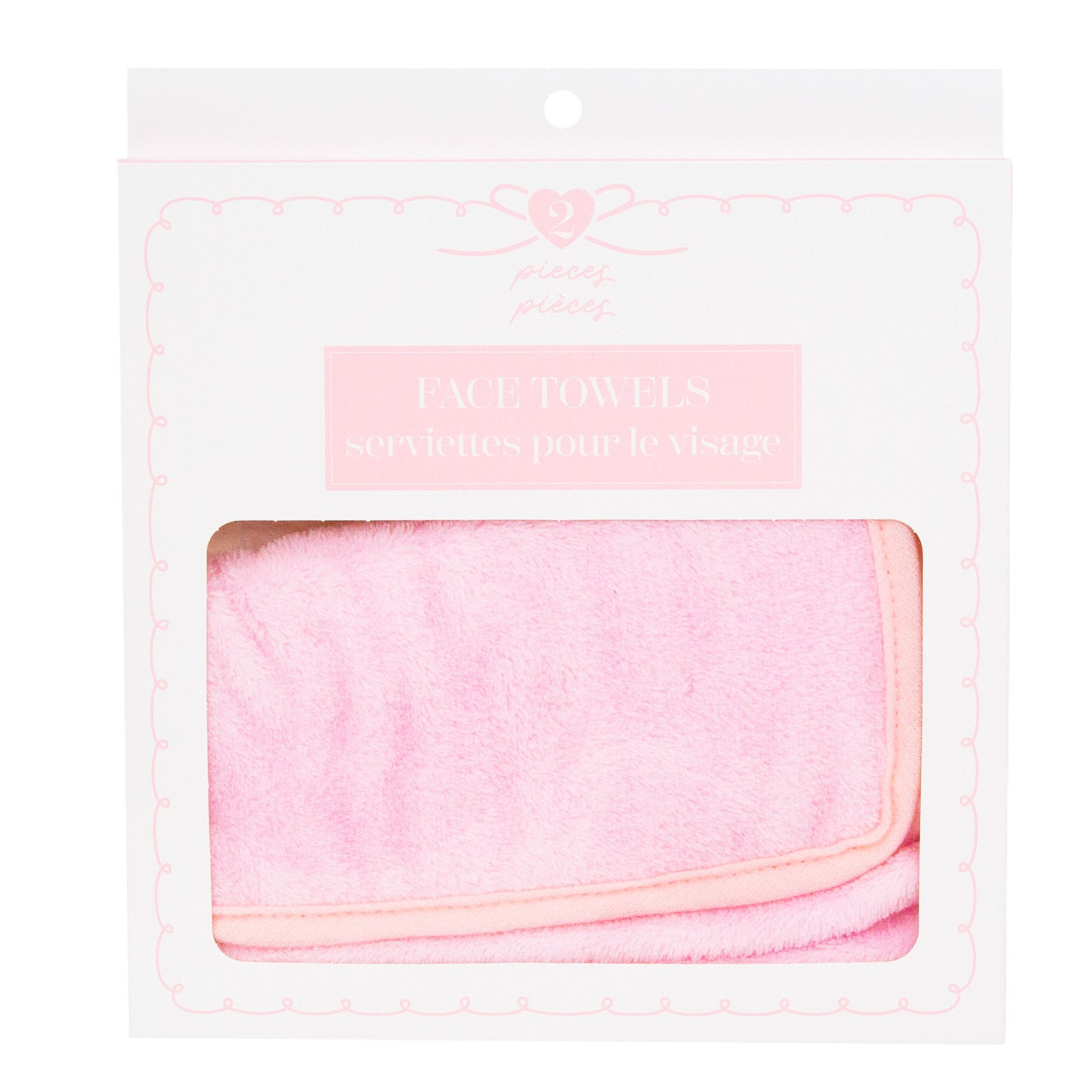 5" x 3.5" Pink Face Towels, 2ct.