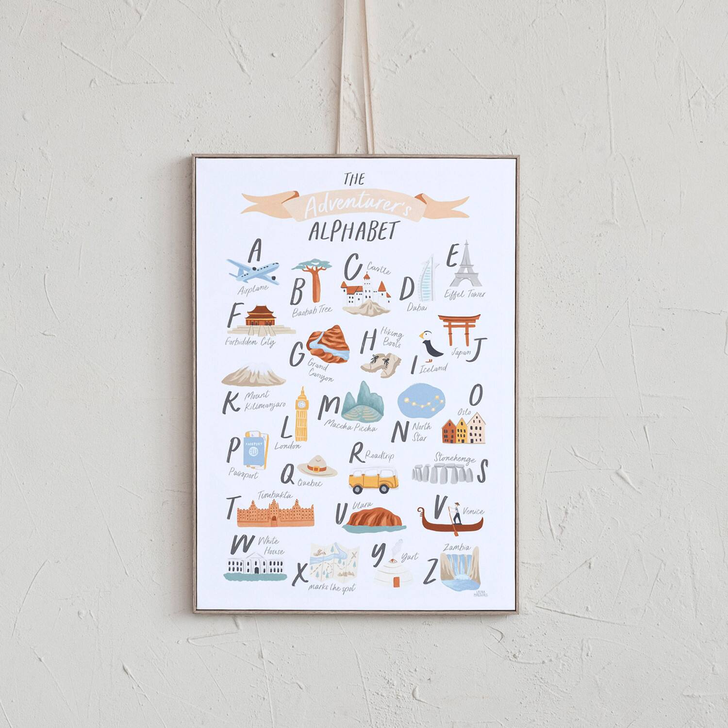 Hello Honey® Adventurer's Alphabet Canvas Framed Wall Décor