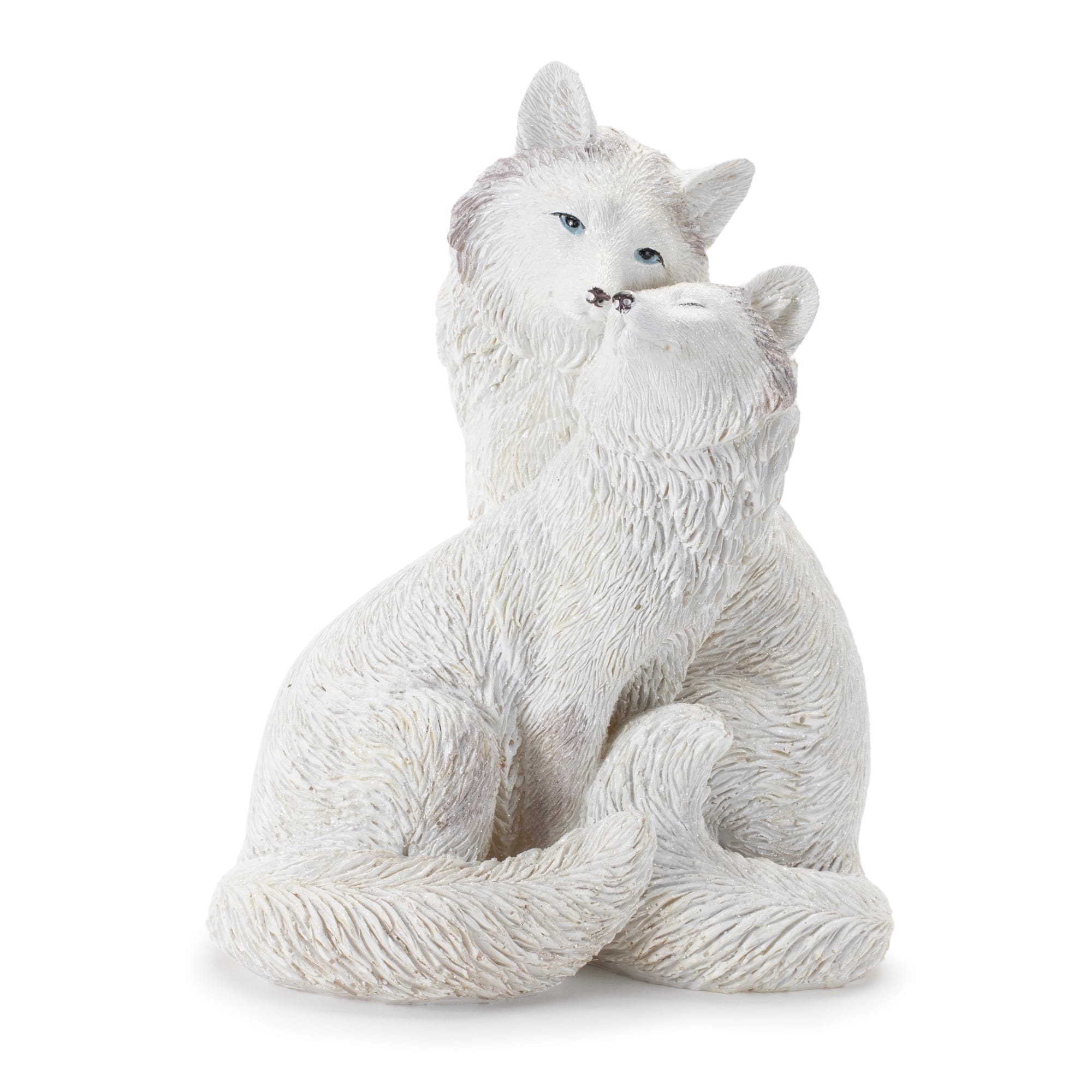 8" White Winter Fox Couple Figurines, 2ct.