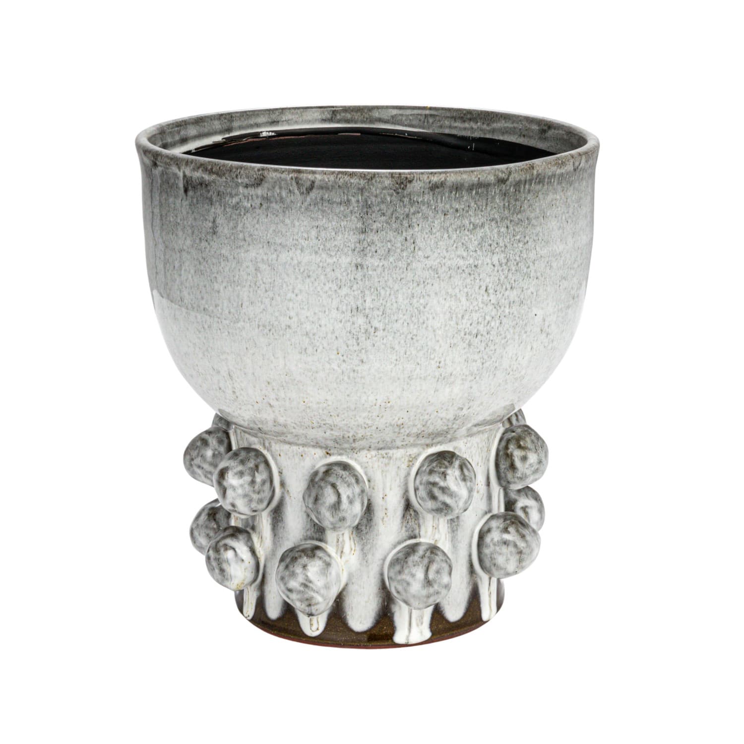 Hello Honey® 12.25" White Terra Cotta Footed Vase with Raised Dots & Reactive Glaze
