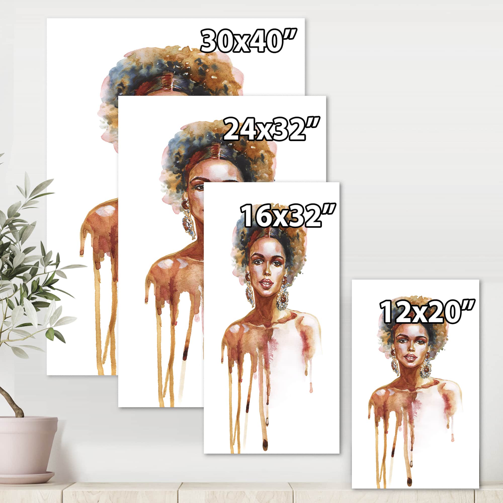 Designart - Portrait of African American Woman XIII - Modern Canvas Wall Art Print