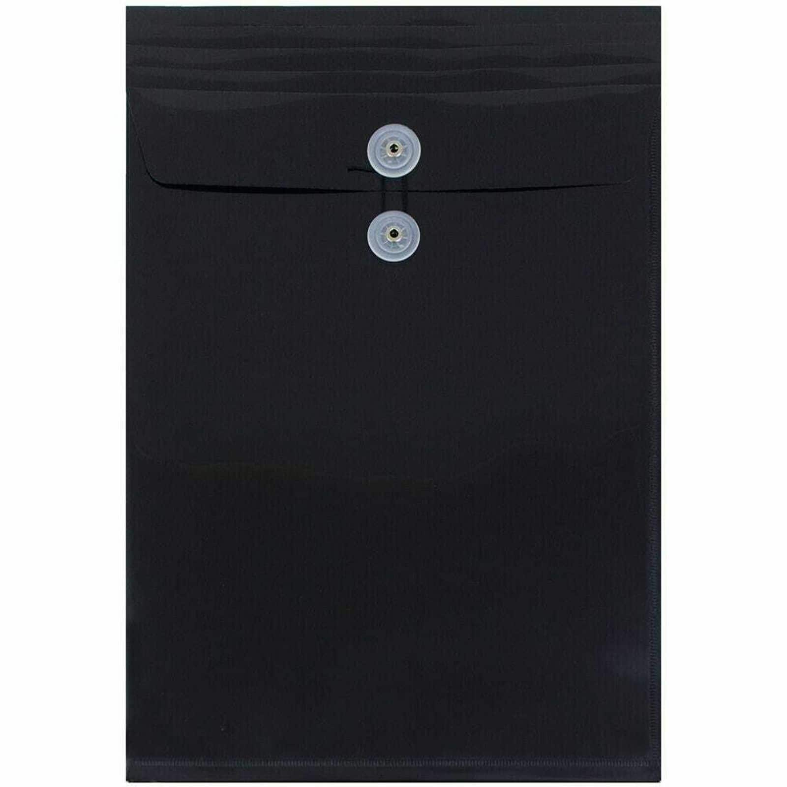 JAM Paper 9.75" x 14.5" Black Plastic Button String Open End Envelopes, 108ct.