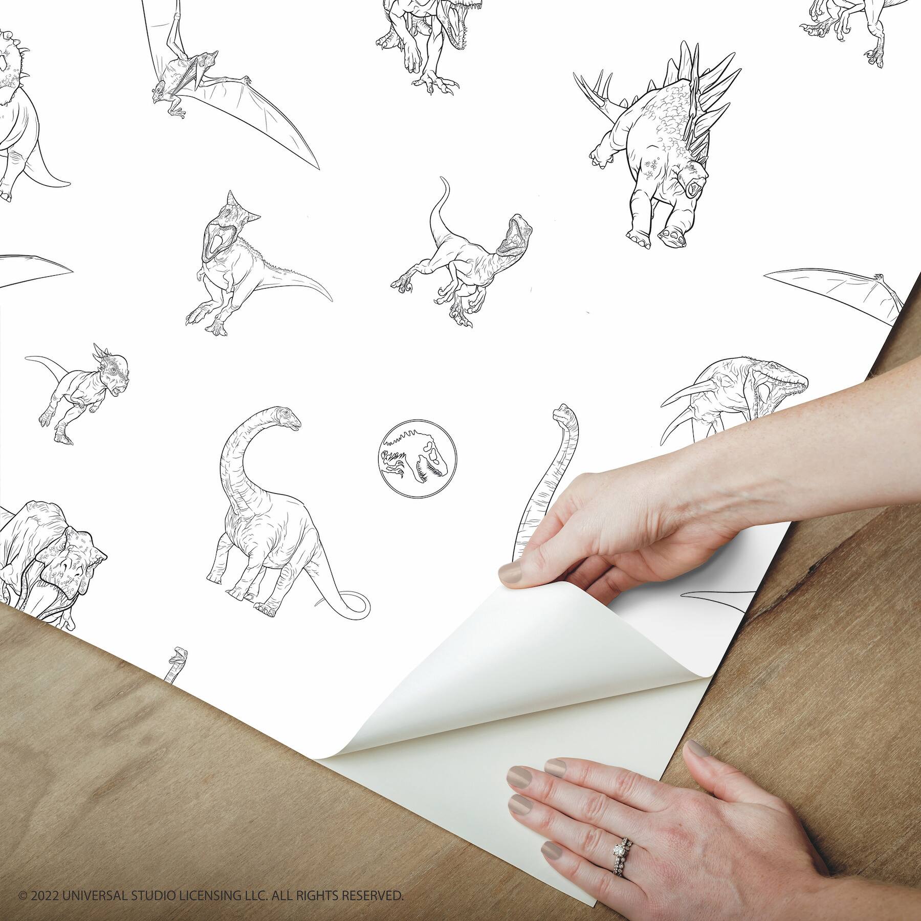 RoomMates Black Jurassic World Dinosaurs Peel & Stick Wallpaper